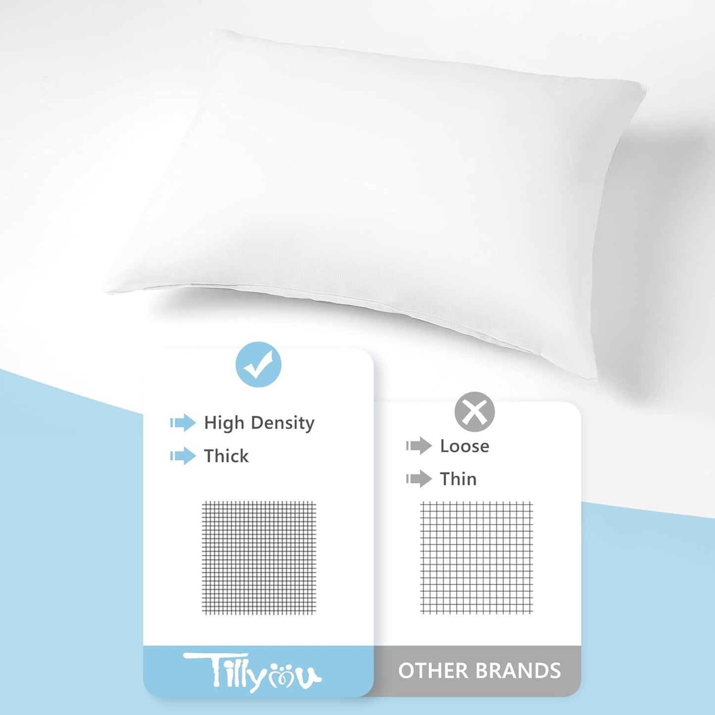 TILLYOU Toddler Pillowcase 2 Pack with Zipper,Silky Soft Microfiber 13" x 18" Kids Travel Pillow Cases,White