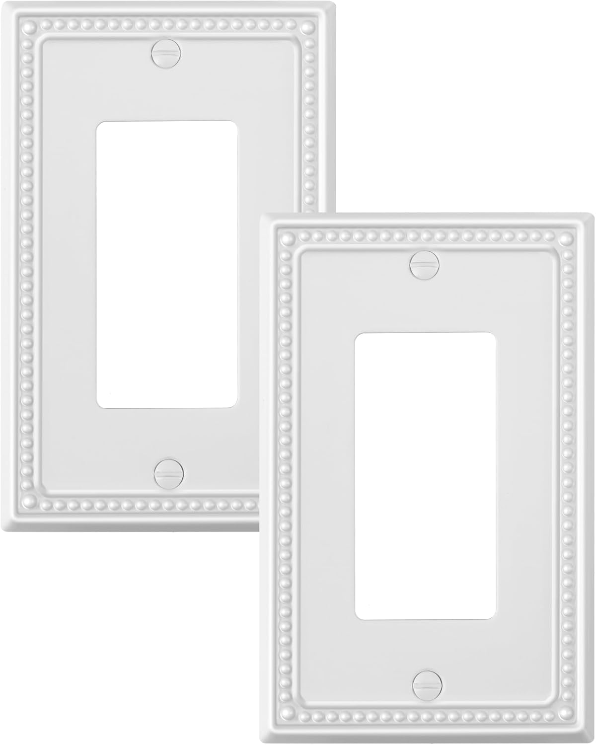 2-Pack Decorator Outlet Cover Plate, Decorative Switch Plates and Outlet Covers, Pure White Metal Wall Plates for Electrical Outlets, Receptacle, GFCI Outlet, Dimmer Switch