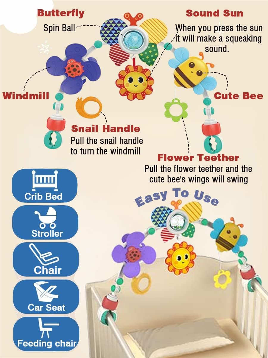 Pau1Hami1ton Baby Stroller Arch Toys, Car Seat Toys,Bouncer Toy Bar/Mobile for Bassinet,Adjustable Baby Hanging Toys Fit for Crib Bed,Stroller,Car Seat Gifts.S-19(Butterfly)