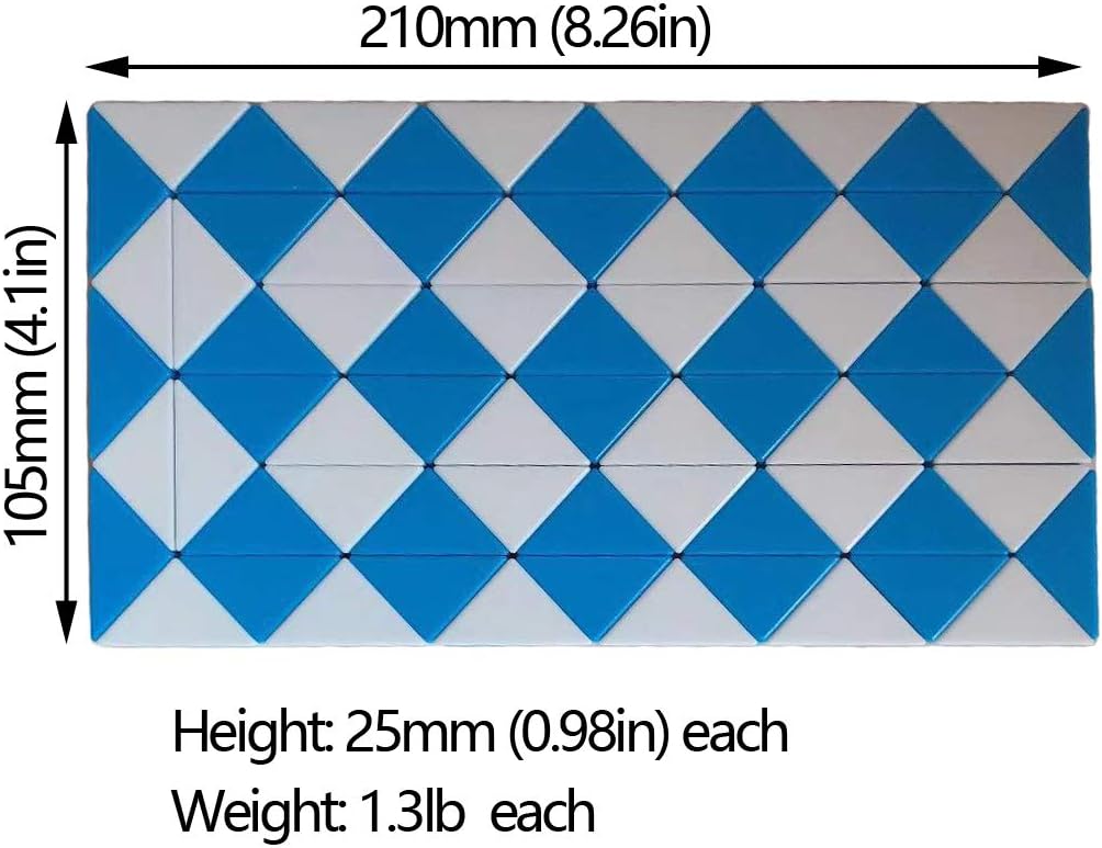 2 Pack Fidget Magic Snake Cube Puzzles Twist Ruler Speed Cubes Brain Teaser Game Toys for Kids Random Color (72 Block)