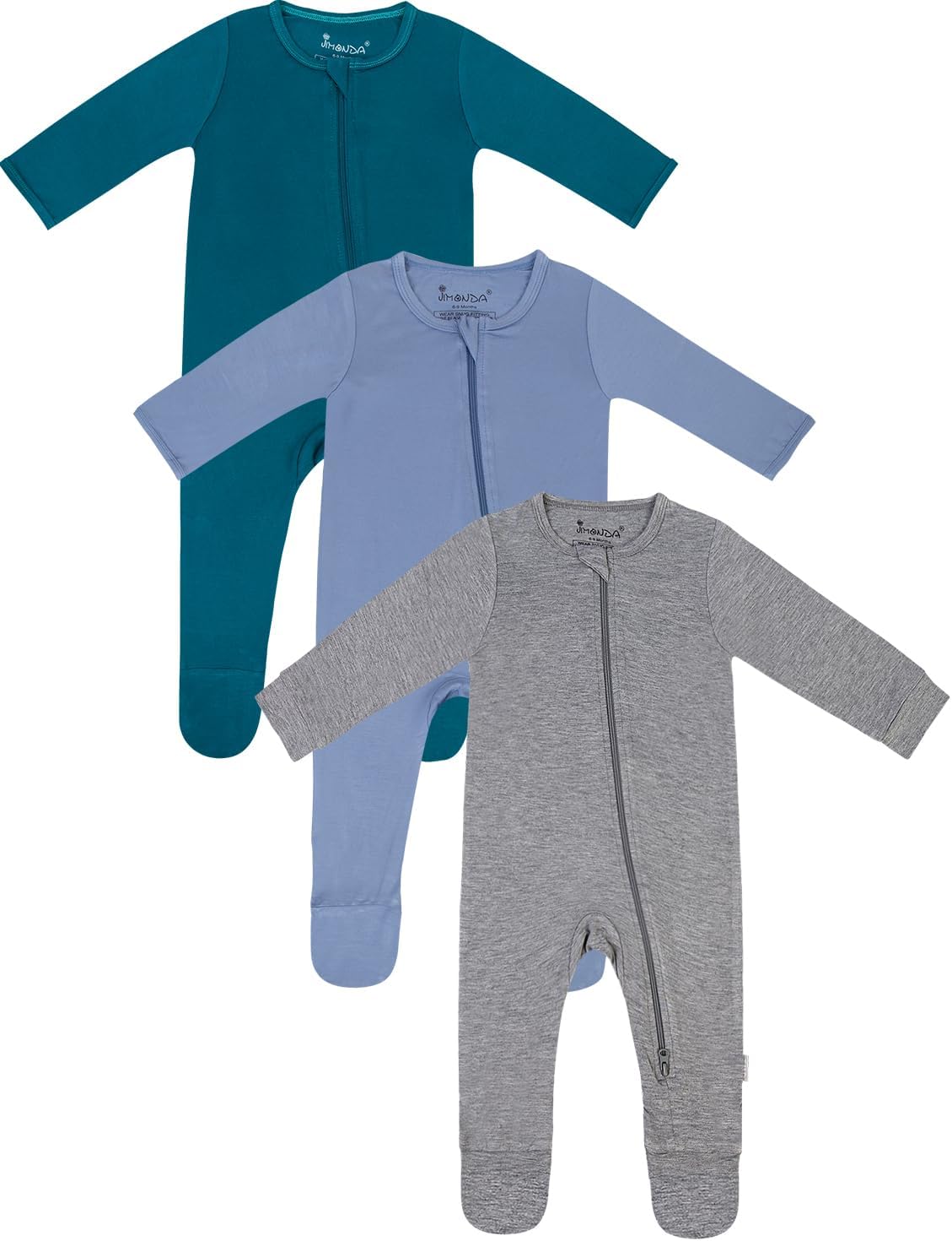 Jimonda Baby Romper Boys Girls Bamboo Pajamas 2-Way Zipper Footed Unisex Zip-Up Sleepers Sleep and Play pjs