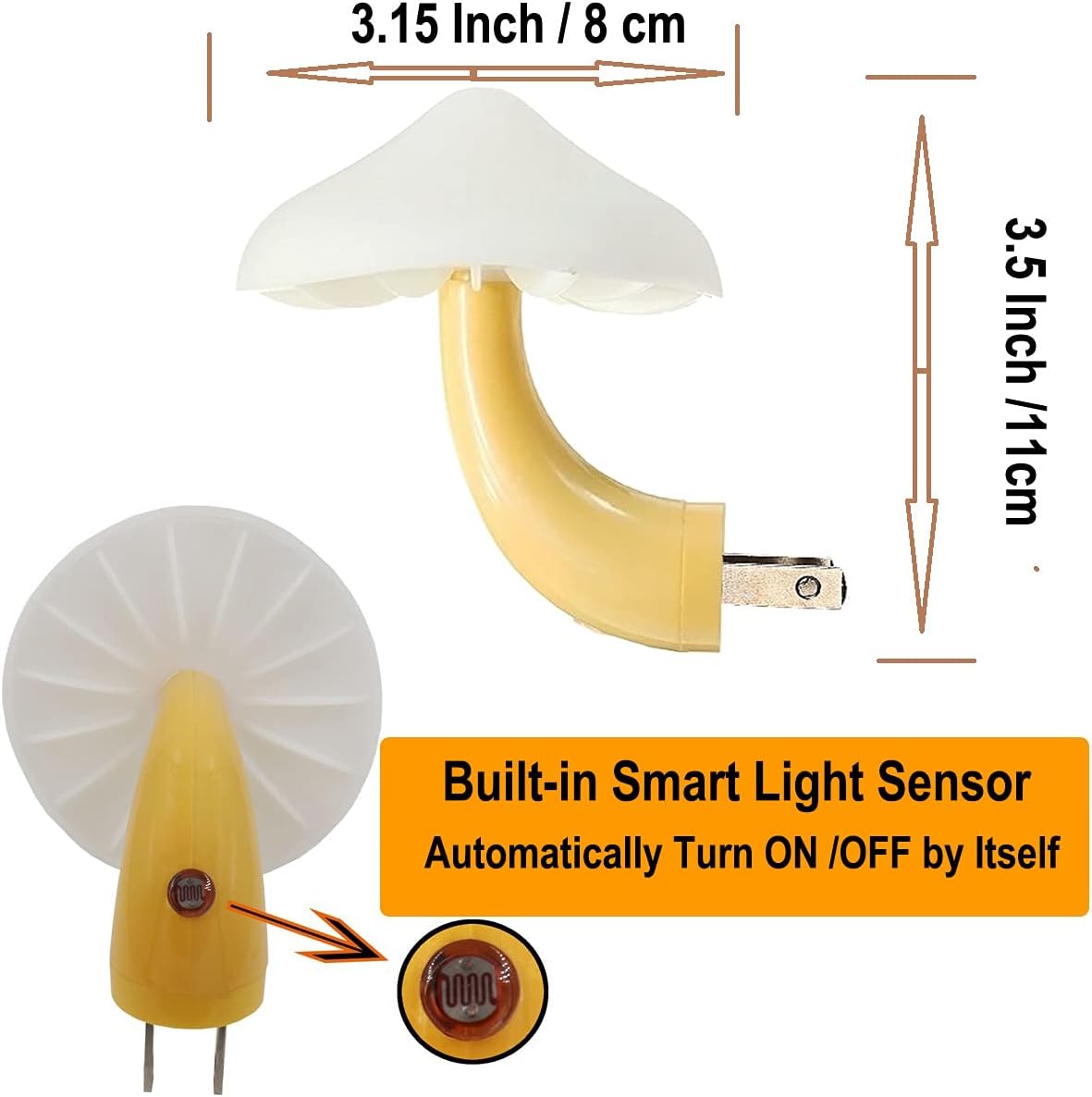 AUSAYE Blue Led Lamp Mushroom Nigh Light,Plug in Nightlight,Sensor Night Lights for Kids Adults Bedroom,Bathroom,Toilet,Stairs,Kitchen,Hallway Christmas Thanksgiving Gifts