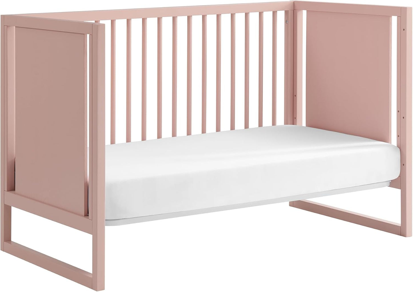 Nurture& The Crib - Baby, Toddler Convertible Crib | Sustainable Non-Toxic Materials | 3 Adjustable Heights - Grows with Your Baby (Toddler Guardrail NOT Included) (Blush)