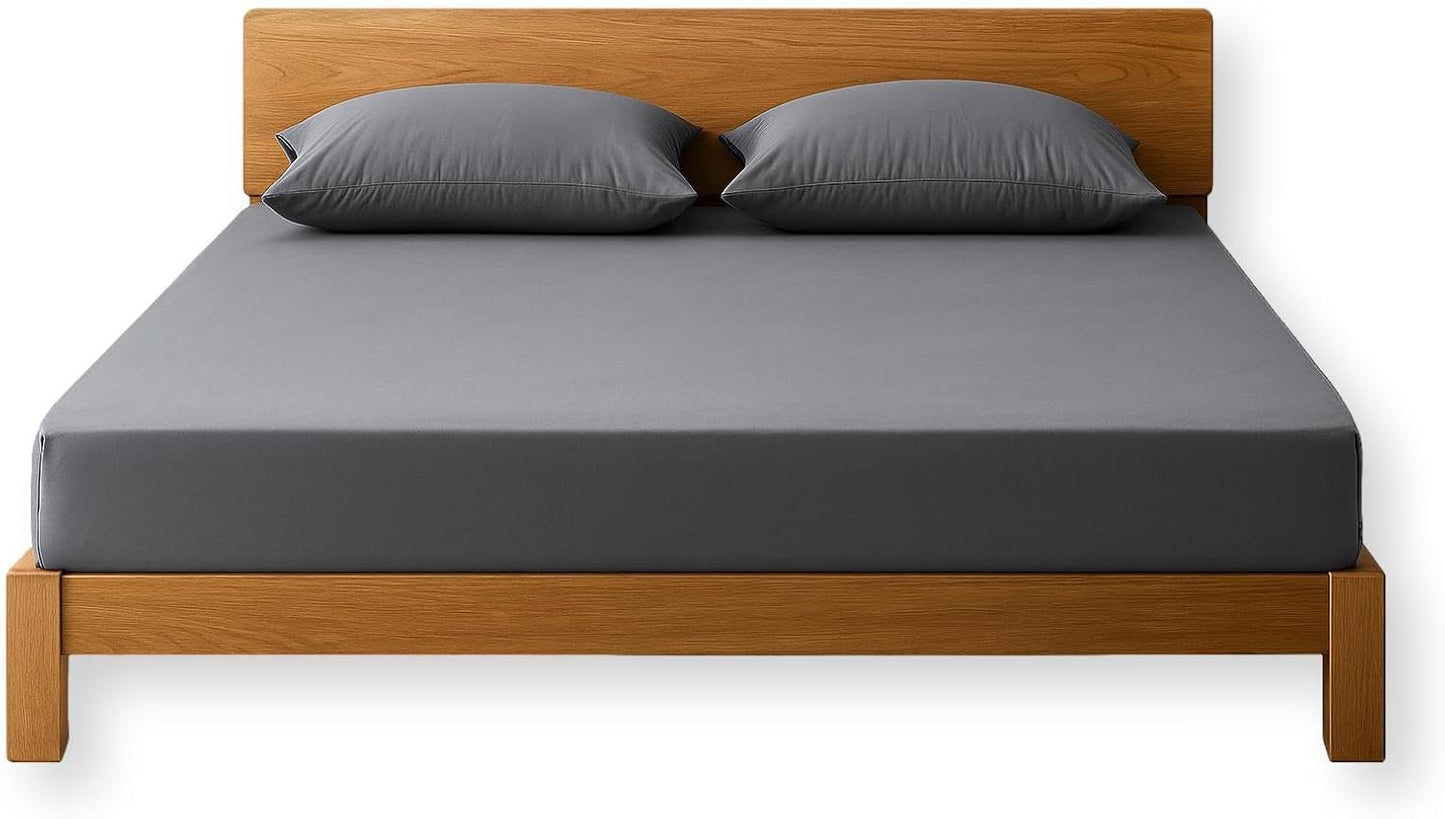 Grounding Sheets, Queen Size, 94% Organic Cotton, 6% Conductive Silver, Fitted, 60"x80"x15", Gray with 15 Ft Cord