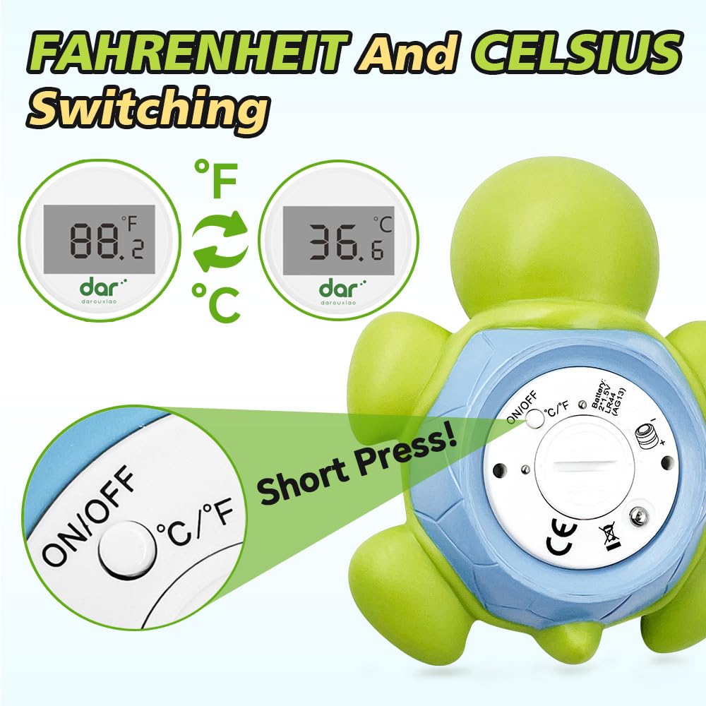 Baby Bath Thermometer, Digital Water Temperature Thermometers with 3 Color Backlit and Temperature Warning, Safety Bath Tube Thermometers Floating Toy for Infant, Toddler