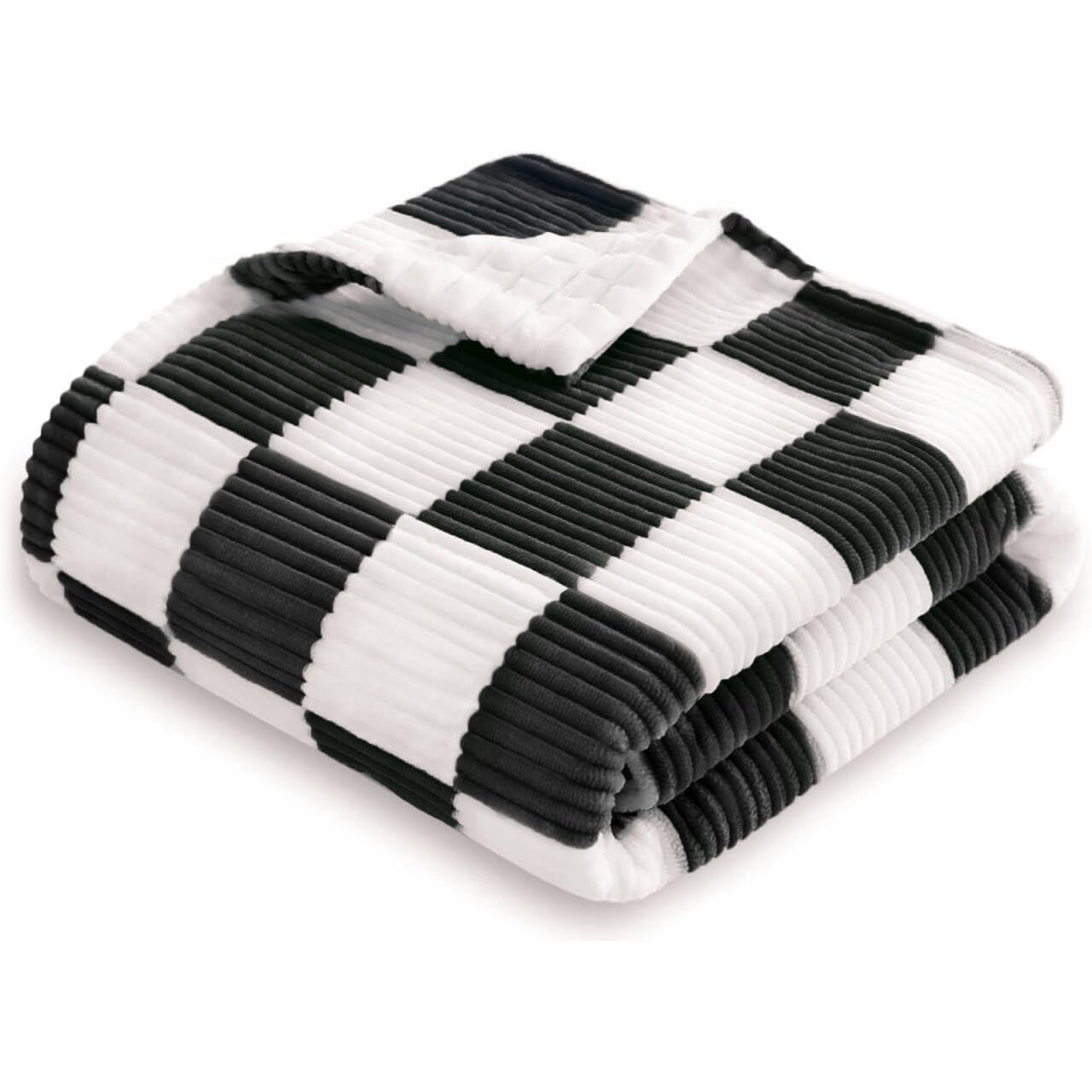 HOMRITAR Black and White Baby Blanket for Boys Ultra Soft Warm Lightweight Toddler Blanket with High Contrast Checkered, 3D Double Layer Fleece for Newborn Visual Touch Sensory 30x40 Inch