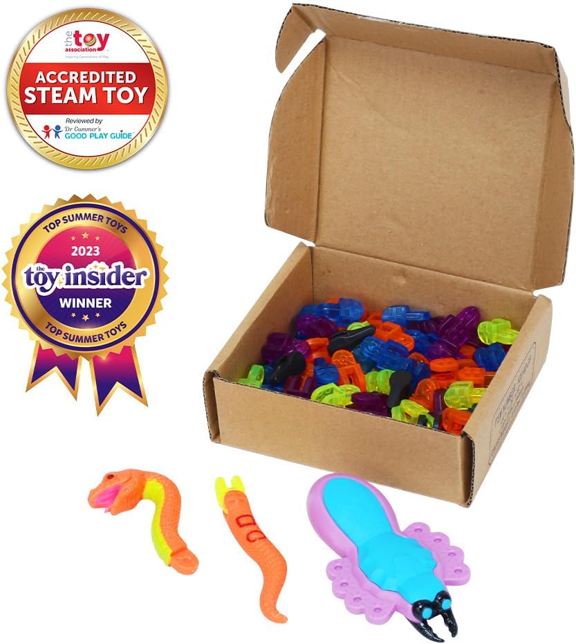 Zing Klixx Creaturez Combo Pack - Create Stop Motion Animation, Wildlife Snap and Click Fidget Toys for Stress Relief, Great for Kids Ages 4 and Up (Spider + Python)