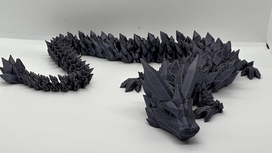 Crystal Dragon - Articulated Flexi Dragon - 3D Printed Gift (Teen, Black)