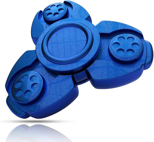 Solid Metal Fidget Spinner Sensory Novelty Hand Finger Spinning Toy Stocking Stuffers Ideas ADD ADHD Stress Relief and Anxiety Relieves Reducer for Kids and Adults. (Blue)