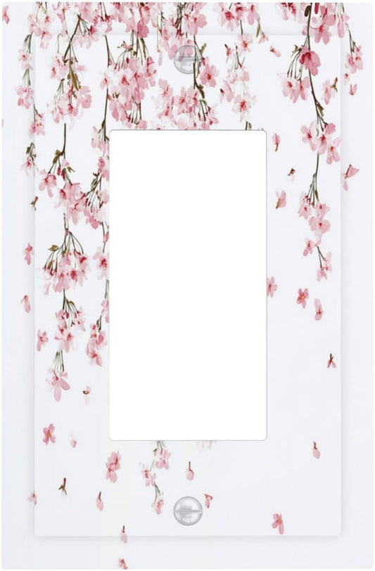Decorative Outlet Covers Sakura Plant Floral Pink Flowers 1 Gang Single Rocker Light Switch Cover Plate Wall Plates Gfci Faceplate For Bed Room Living Room Decor