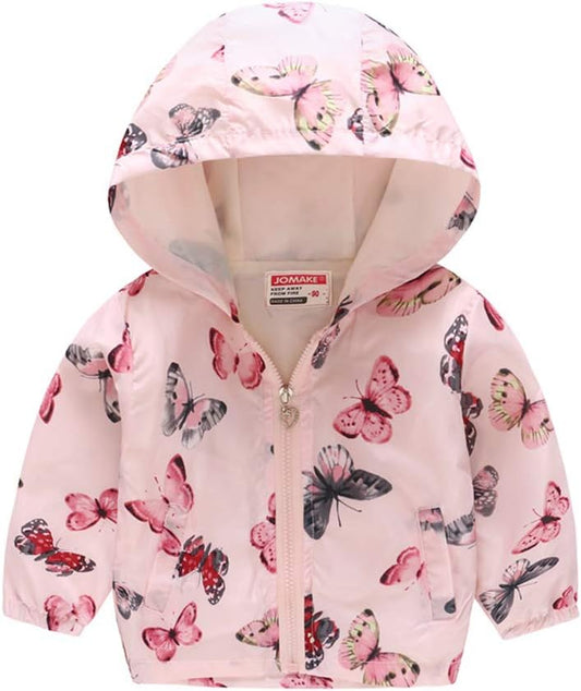 TUIJI Toddler Boys Girls Cartoon Print Zip Jacket Hooded Trench Lightweight Kids Coats Windbreaker Outdoor Cute Dust Coats