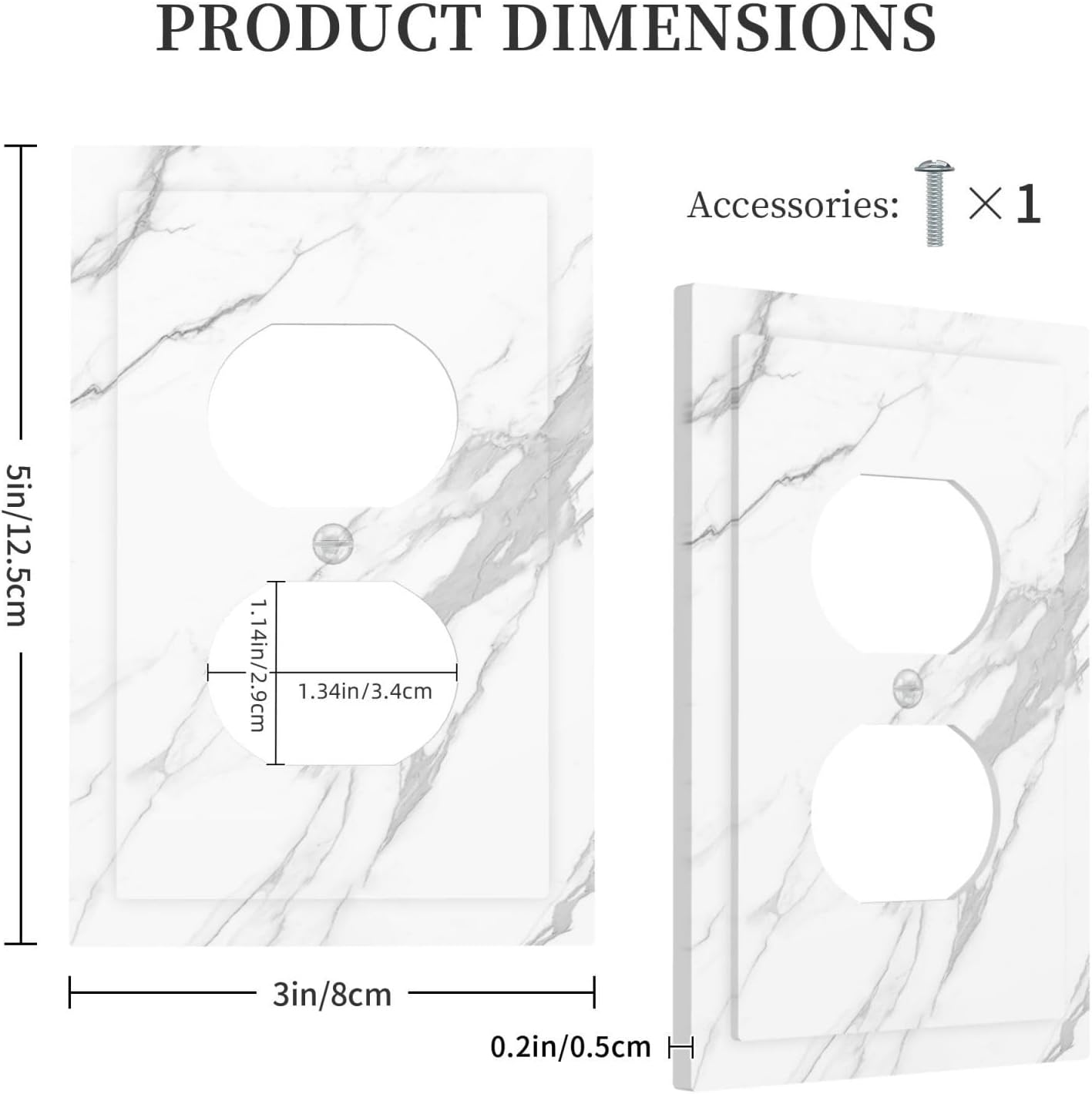 Outlet Covers Modern White Gray Marble 1 Gang Duplex Wall Plate Decorative Switch Plates Electrical Receptacle Faceplate Light Switch Cover for living Room Bathroom Decor