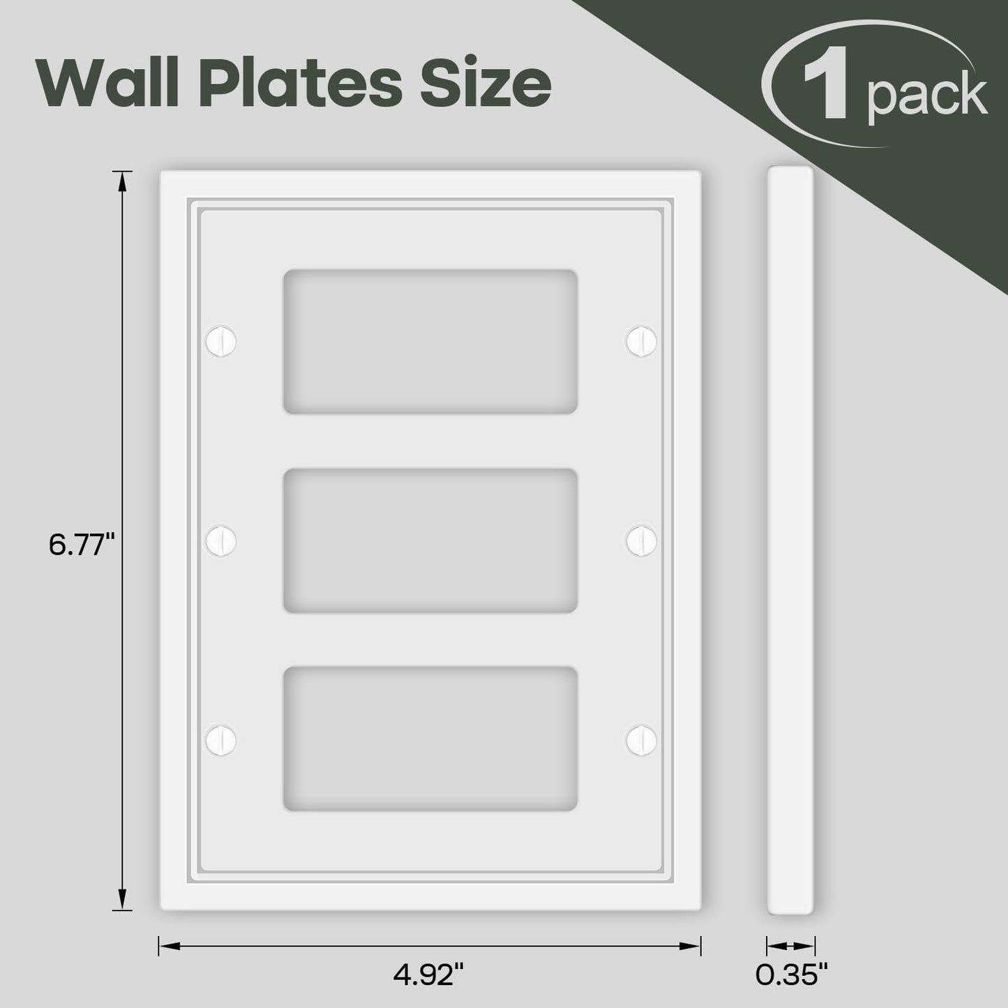 Triple Decorator Light Switch Cover Plate White Classic Decorative Rocker Switch Plates Cover 3-Gang Wall Plate Cover for Decorator, Duplex