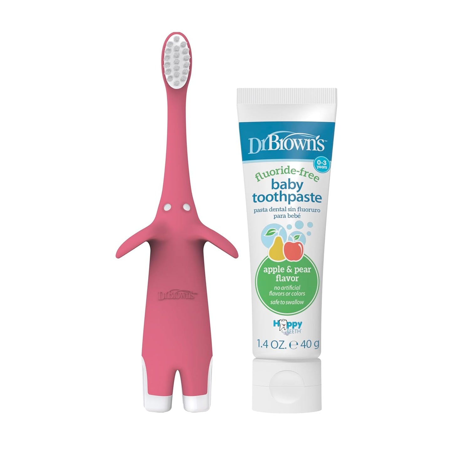 Dr. Brown's Infant-to-Toddler Toothbrush Set, 1.4 Ounce, Pink