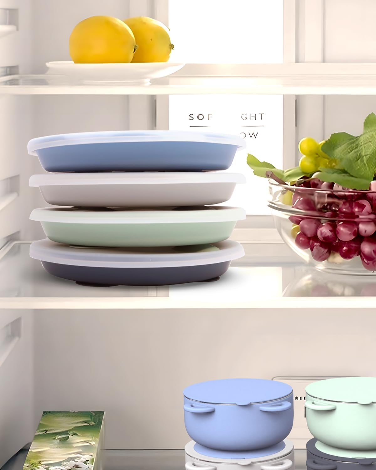 Stainless Steel Toddler Suction Plate with Lid, Deeper 9" Divided Plates with Removable Silicone Sleeves for Kids, Non Toxic & BPA Free | Unbreakable Baby Snack Dishes Set of 2, Blue & Gray