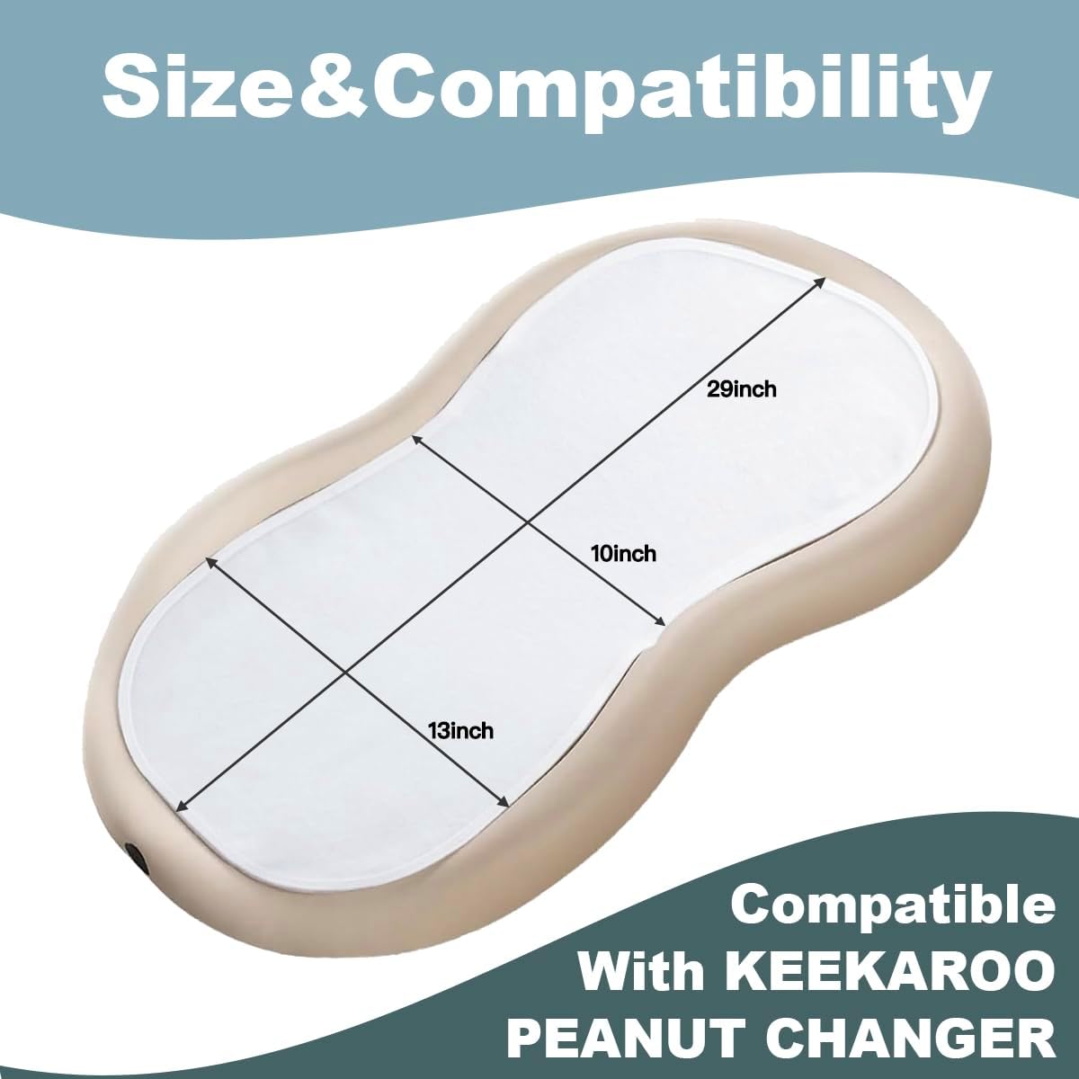 Thicker 4-Pack Waterproof Changing Pad Liners - Ultra Soft & Absorbent for Baby, Fits Keekaroo Peanut Changer & Standard Pads, Machine Washable, Two-Sided Design (15"x26.5")