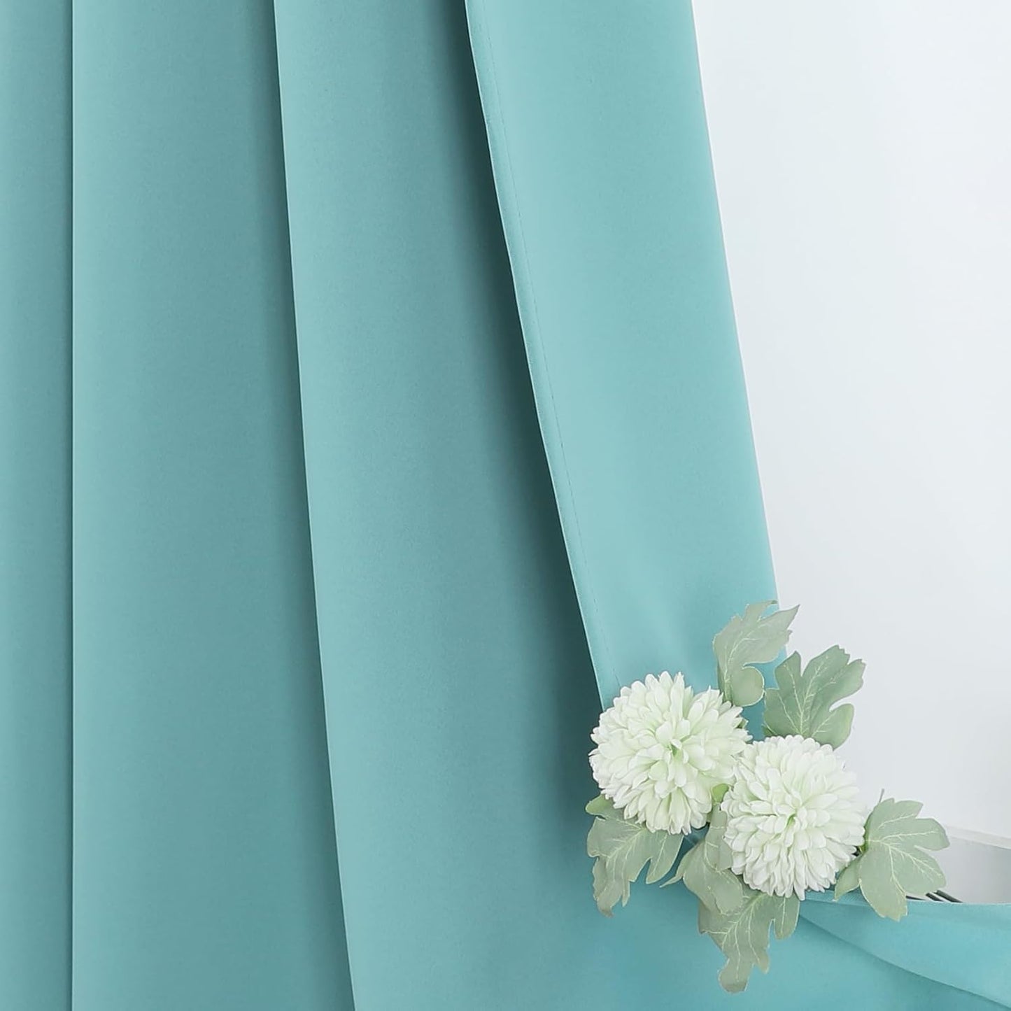 ChrisDowa Blackout Curtains 45 inches Long for Bedroom - 2 Panels Set Grommet Thermal Insulated Room Darkening Curtains for Living Room (Aqua, 52 x 45 Inch)