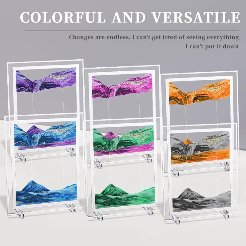 3D Deep Sea Moving Sand Art Picture - Relaxing Liquid Motion Bubbler Timer - Ideal Desktop Art Toy for Adults and Kids - Perfect for Home Decor and Office(Square+Gold+5In)