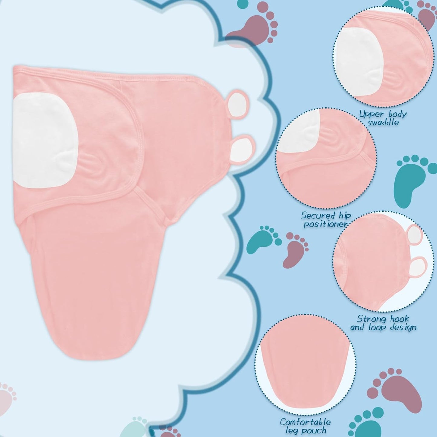 Baby Swaddle Sleep Sacks with Hats for 0-3 Months Baby Swaddle Blanket Wrap Newborn Swaddles Sack for Baby Boy Girl