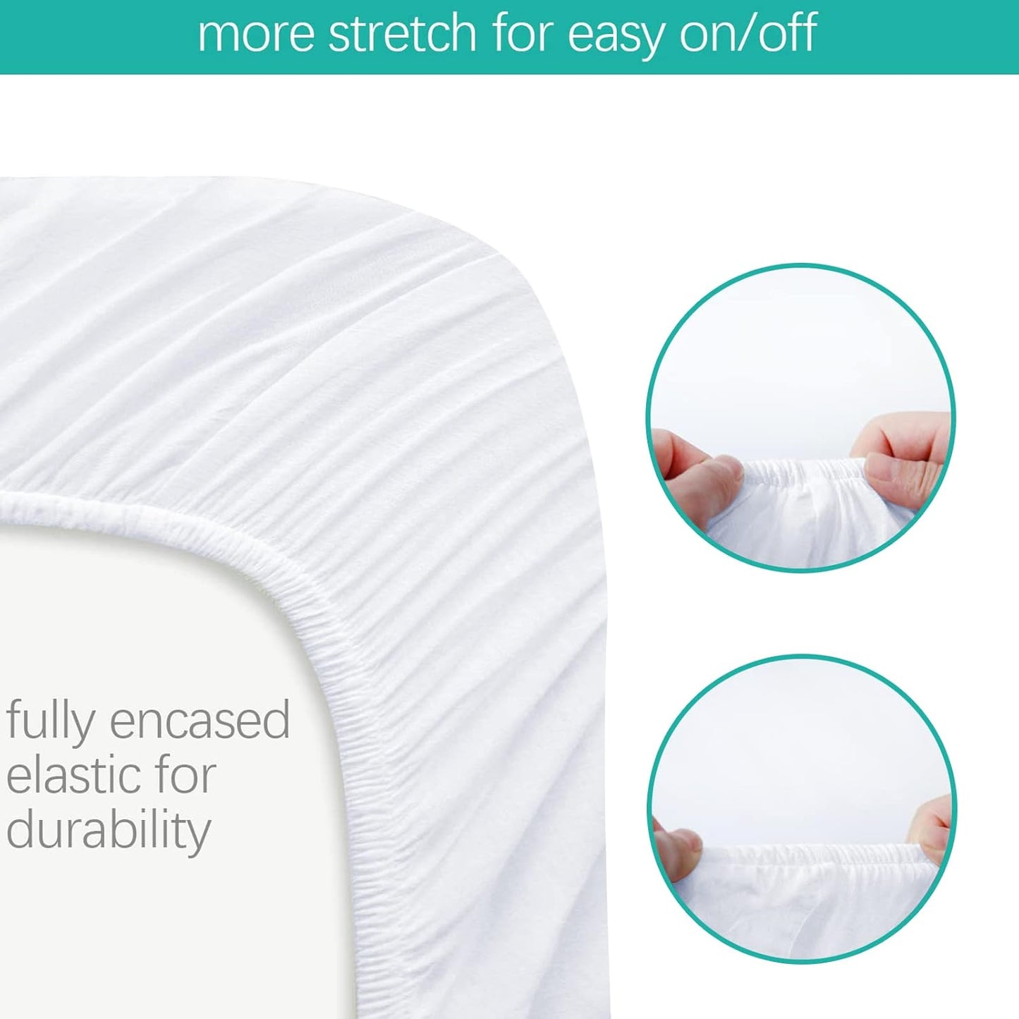 Waterproof Bassinet Sheets Fit for Hourglass, Oval Bassinet Mattress, 100% Cotton Fitted Sheet for Standard Bassinet Mattress, 2 Pack, Ultra Soft for Baby, White