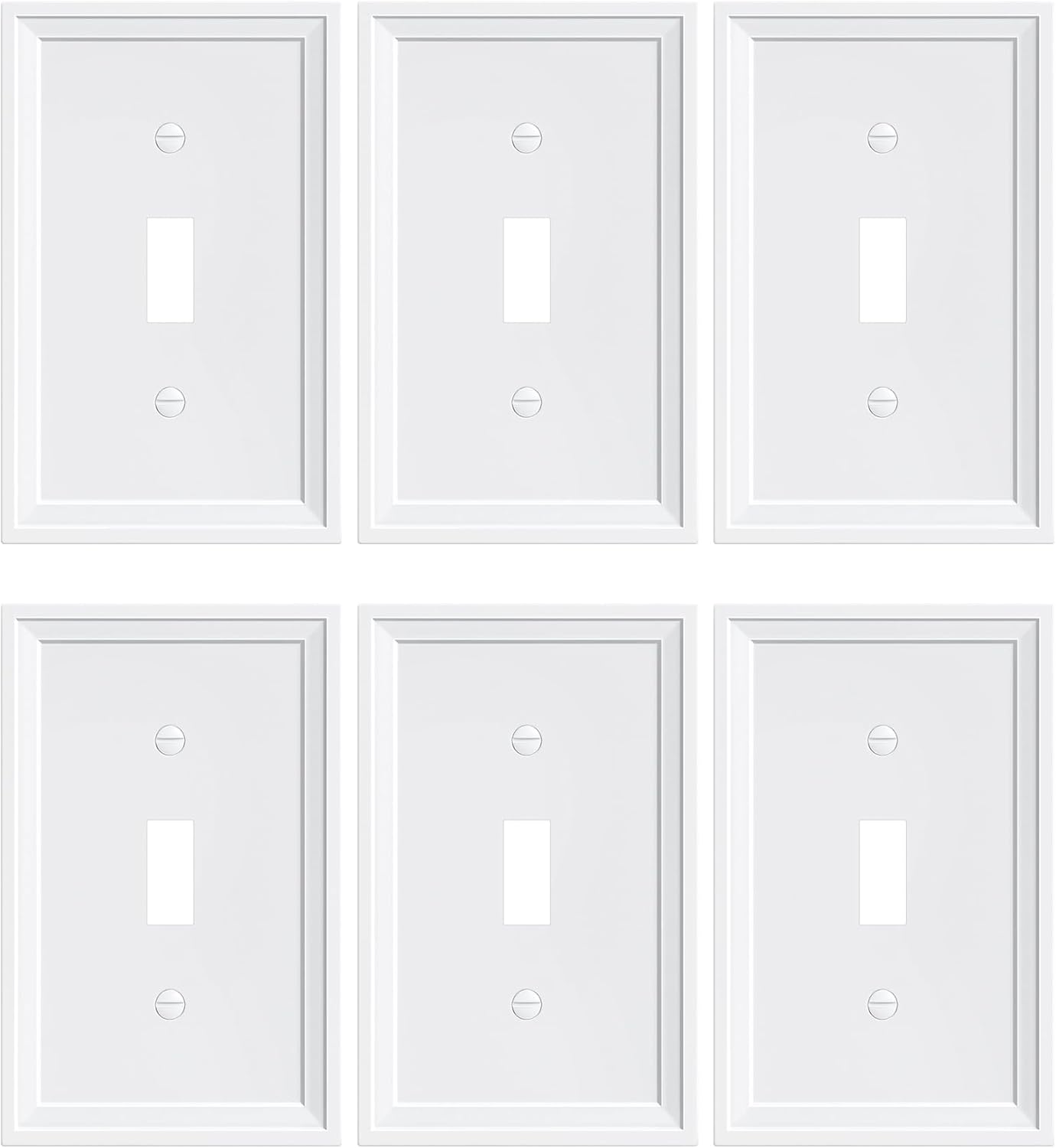 6-Pack Single Toggle Light Switch Covers Wall Plate, Pure White Decorative Switch Plate Covers, 1 Gang Natural Bamboo Fiber Wall Plate, Corrosion Resistant