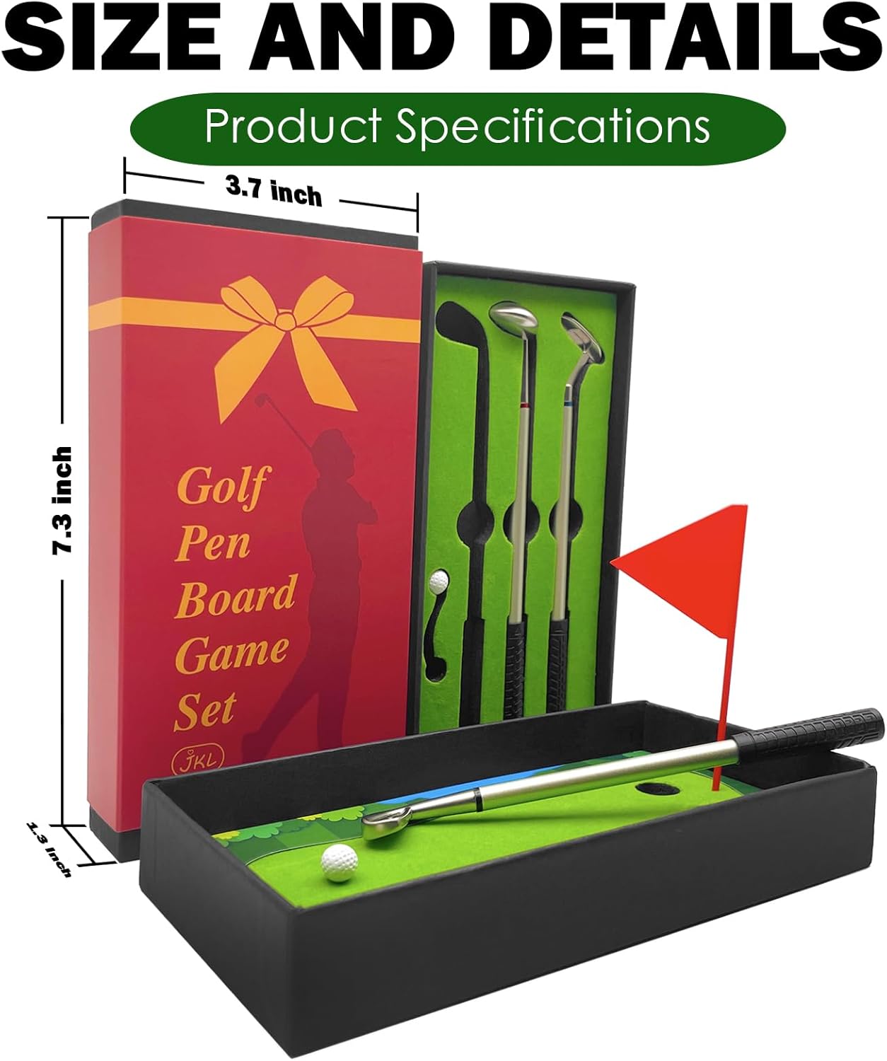 Golf Pen Gifts Mini Desktop Set with Putting Green,3 Golf Clubs Pens with Balls and Flag,Unique Stocking Stuffers,Golf Gift Office Desk Toys for Men and Women