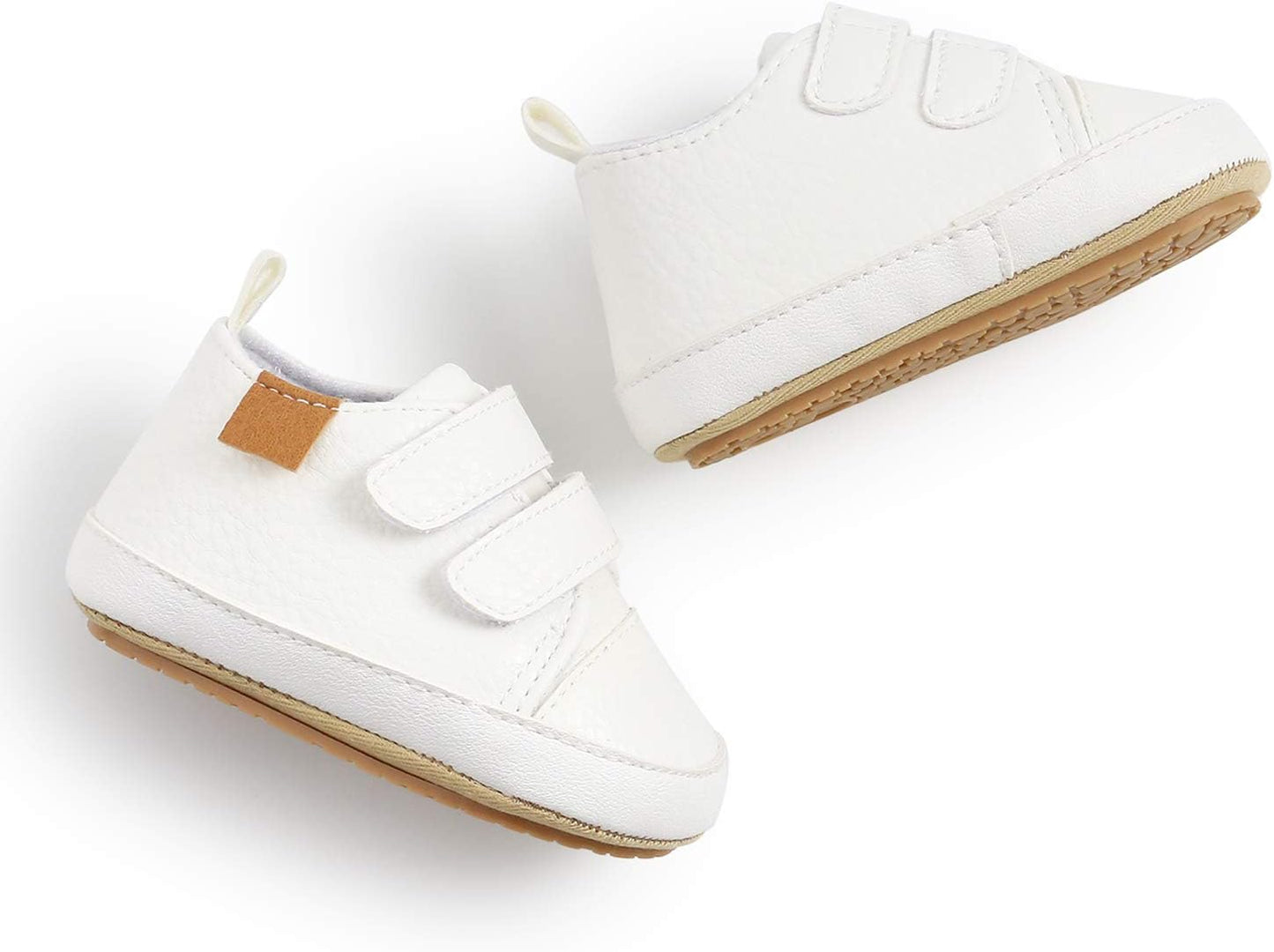 SOFMUO Baby Boys Girls High Top Ankle PU Leather Sneakers Soft Rubber Sole Infant Moccasins Newborn Oxford Loafers Anti-Slip Toddler Wedding Uniform Dress Shoes