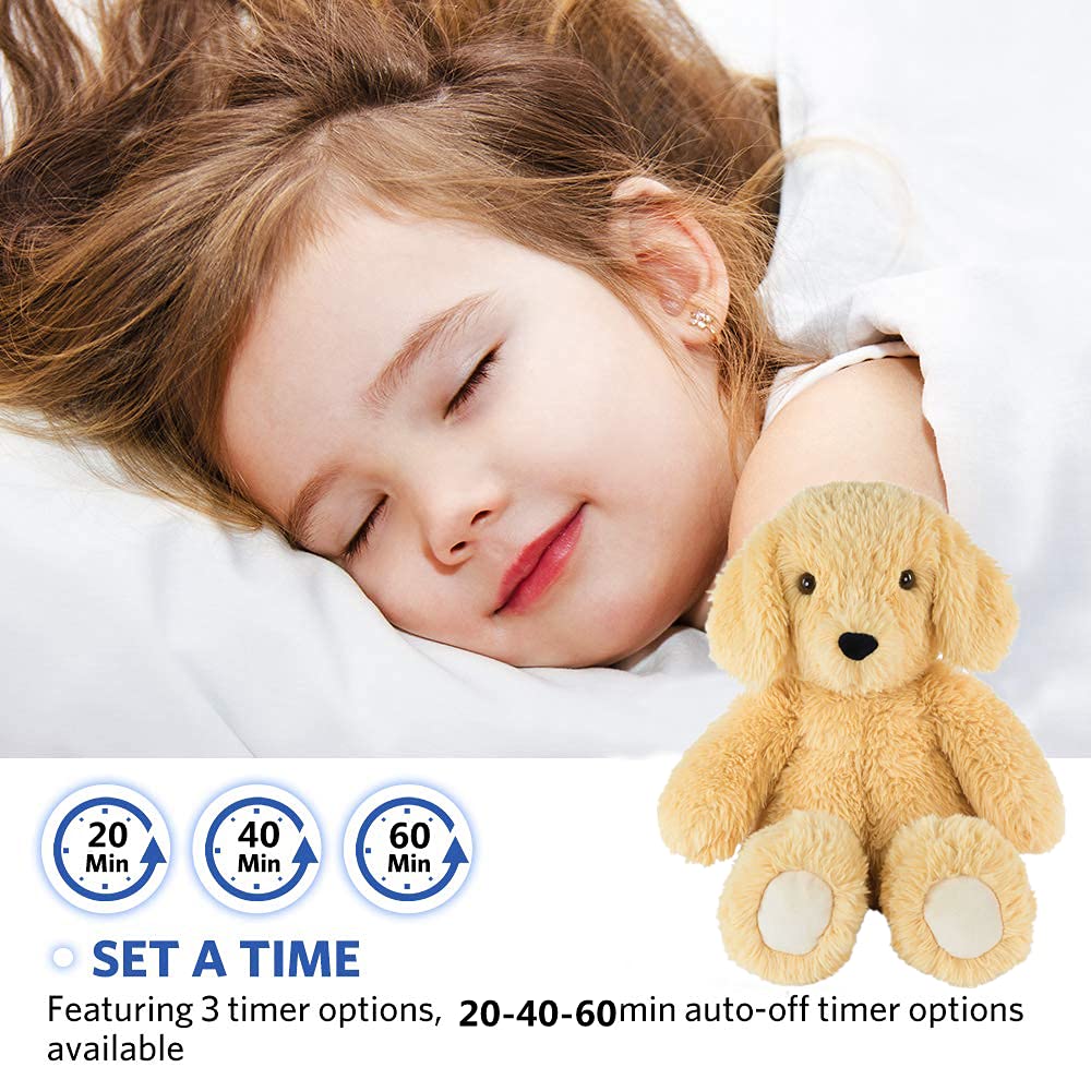 BEREST Baby Cry Sensor Sleepy Dog Sleep Soother Sleeping Aid White Noise Infant Stuffed Animal Puppy Dog Toy, Nursery Decor with Night Light, Mom‘s Heartbeat 9 Sounds Therapy for Toddler Crib