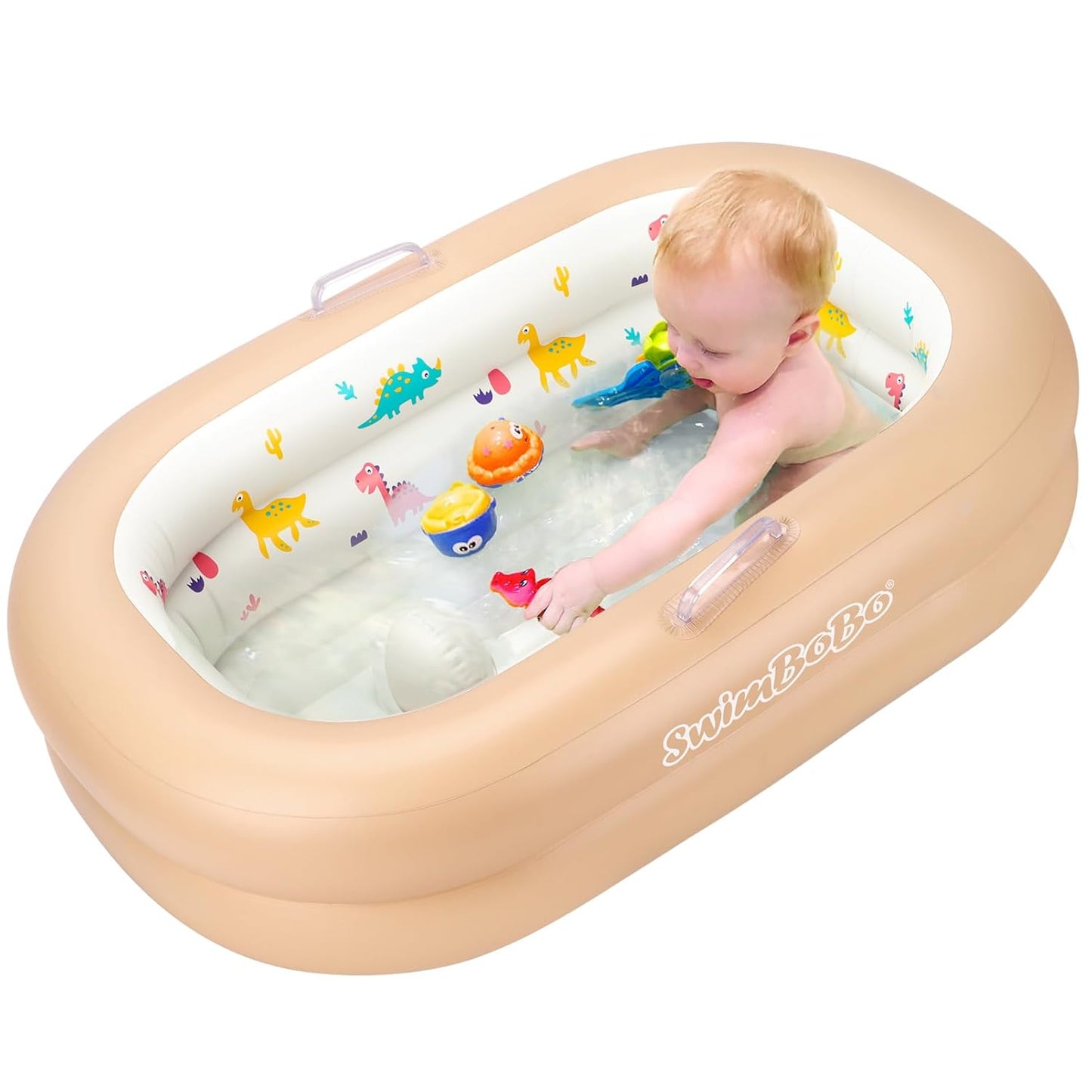 Swimbobo Inflatable Baby Bathtub – Soft, Portable Baby Bath for Infants and Toddlers, Easy to Inflate, Waterproof, Ideal for Home and Travel (Basic)