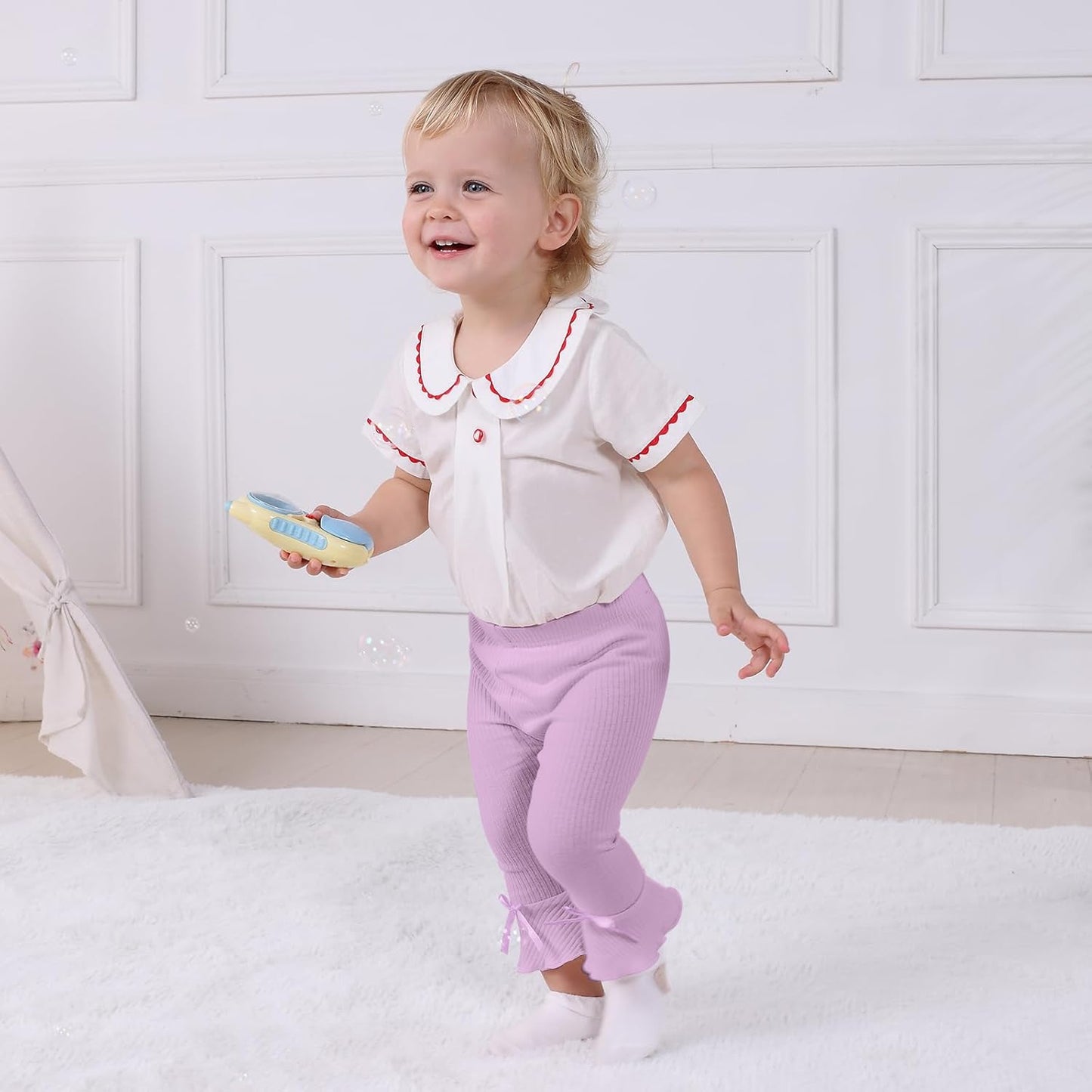 Newborn Toddler Baby Girl Pants Leggings Ribbed Straight Flare Infant Girl Pants Leggings Bell Bottoms 5 Packs