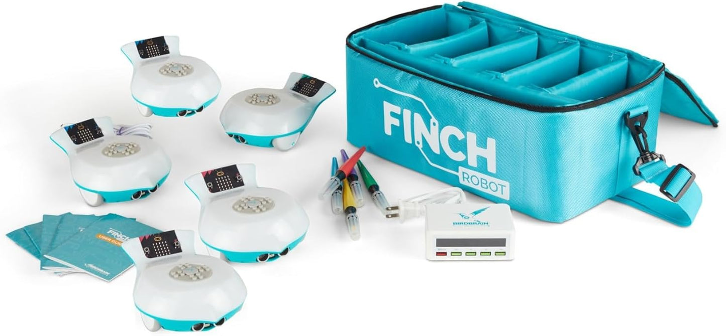 BirdBrain Finch Robot Starter Flock with Microbit I STEM Coding Robot for Classrooms I Learn Python and 8 Coding Languages I Programmable Robotics I Remote Control and App Controlled | Ages 5 to 16