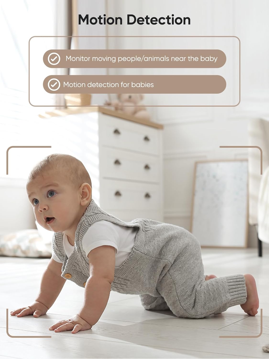 bonoch Add-on Baby Camera Unit for BBM14/BBM16, 1440p HD Video Baby Monitor Camera No WiFi, Security Split-Screen, Auto Night Vision, 4X Zoom, 2-Way Audio, Temperature Sensor, 3 White Noise 3Lullabies