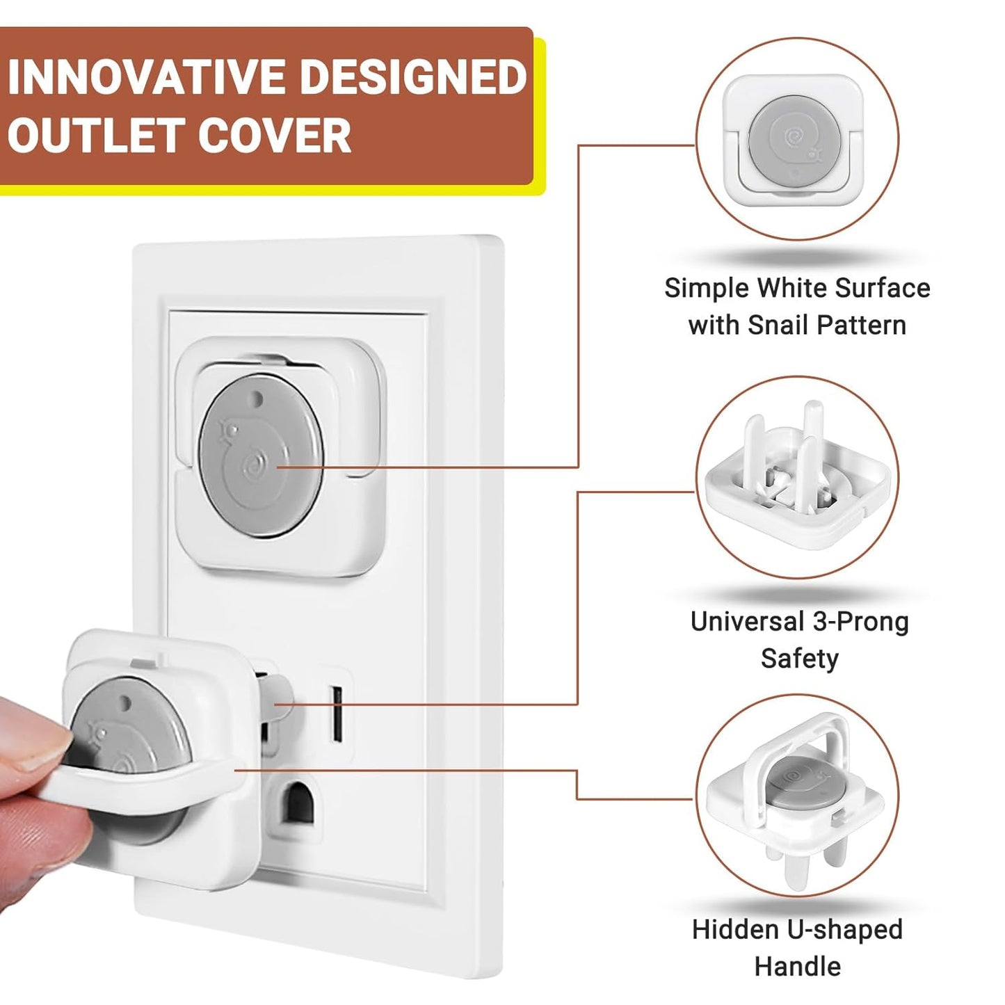 Outlet Covers Baby Proofing, 40 Pack Child Proof Plug Socket Covers Electric Plug Protectors Safety Caps to Prevent Power Shock, for US 3-Prong, Gray