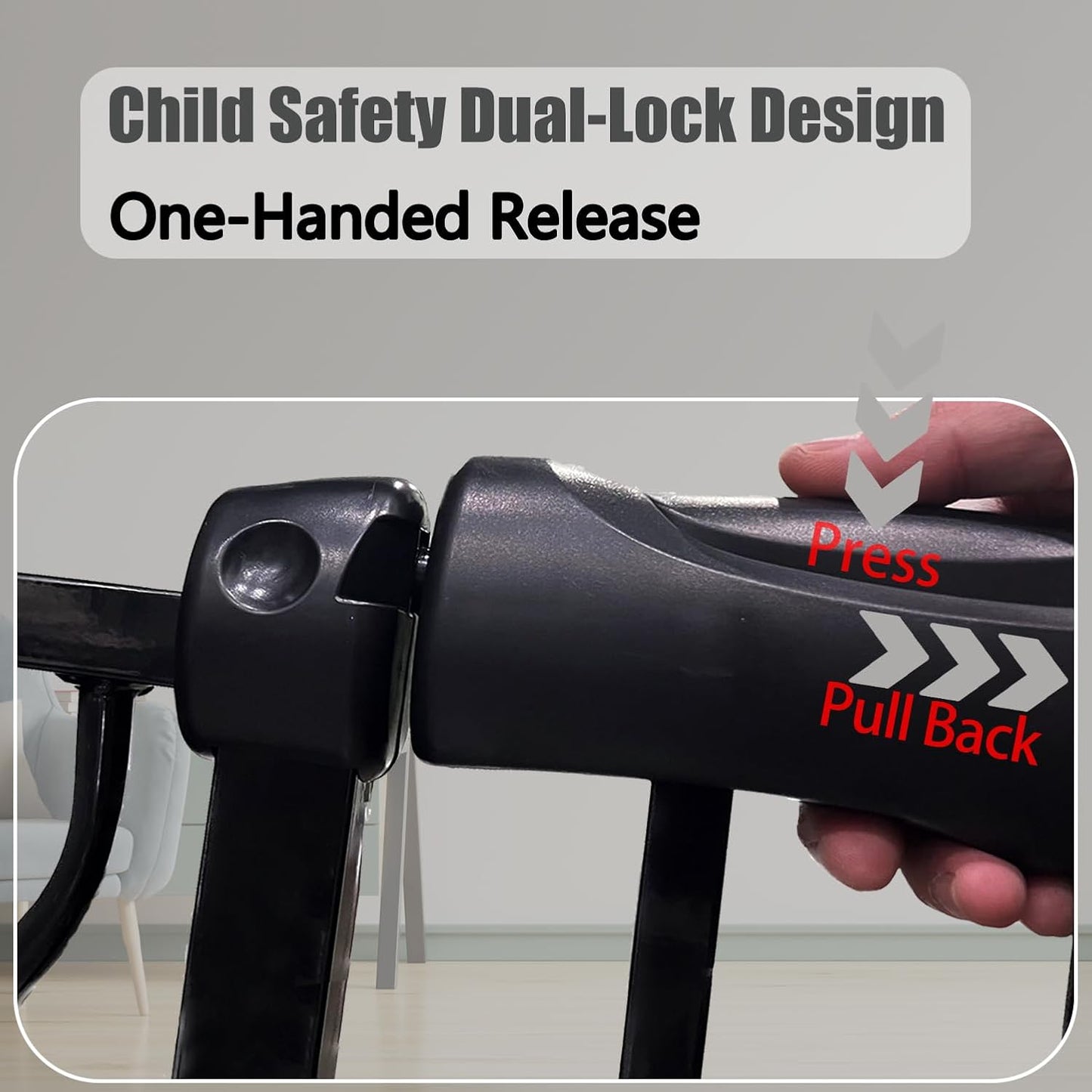 Expandable Baby & Dog Gate 38.5-43.3 Inch, Tension Mounted Indoor Safety Gate for Stairs & Doorways - Black Metal, 30 Inch Tall