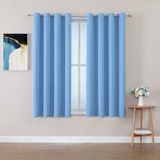 ChrisDowa Grommet Room Darkening Curtains for Bedroom and Living Room - 2 Panels Set Thermal Insulated Blackout Curtains (Sky Blue, 52W x 54L)