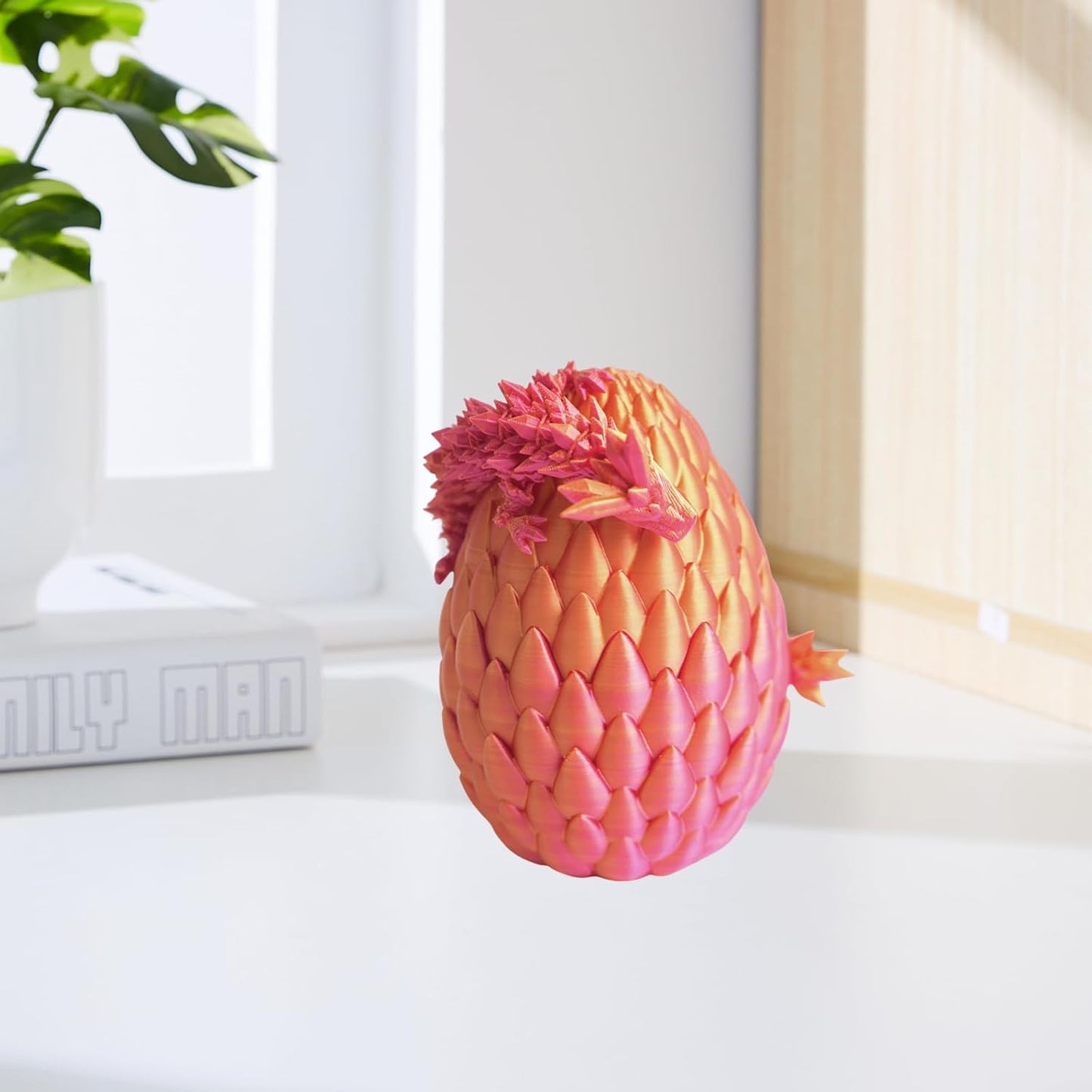 3D Printed Dragon Egg, Mystery Crystal Dragon Egg Fidget Toys Surprise, Easter Eggs Articulated Crystal Dragon Eggs with Dragon Inside (A-Red Gold)