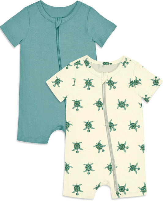 Jimonda Baby Rompers Cotton Baby Boys Baby Girls Short Sleeve Sleepers Pjs Two Way Zipper One-piece Neutral Sleep and Play