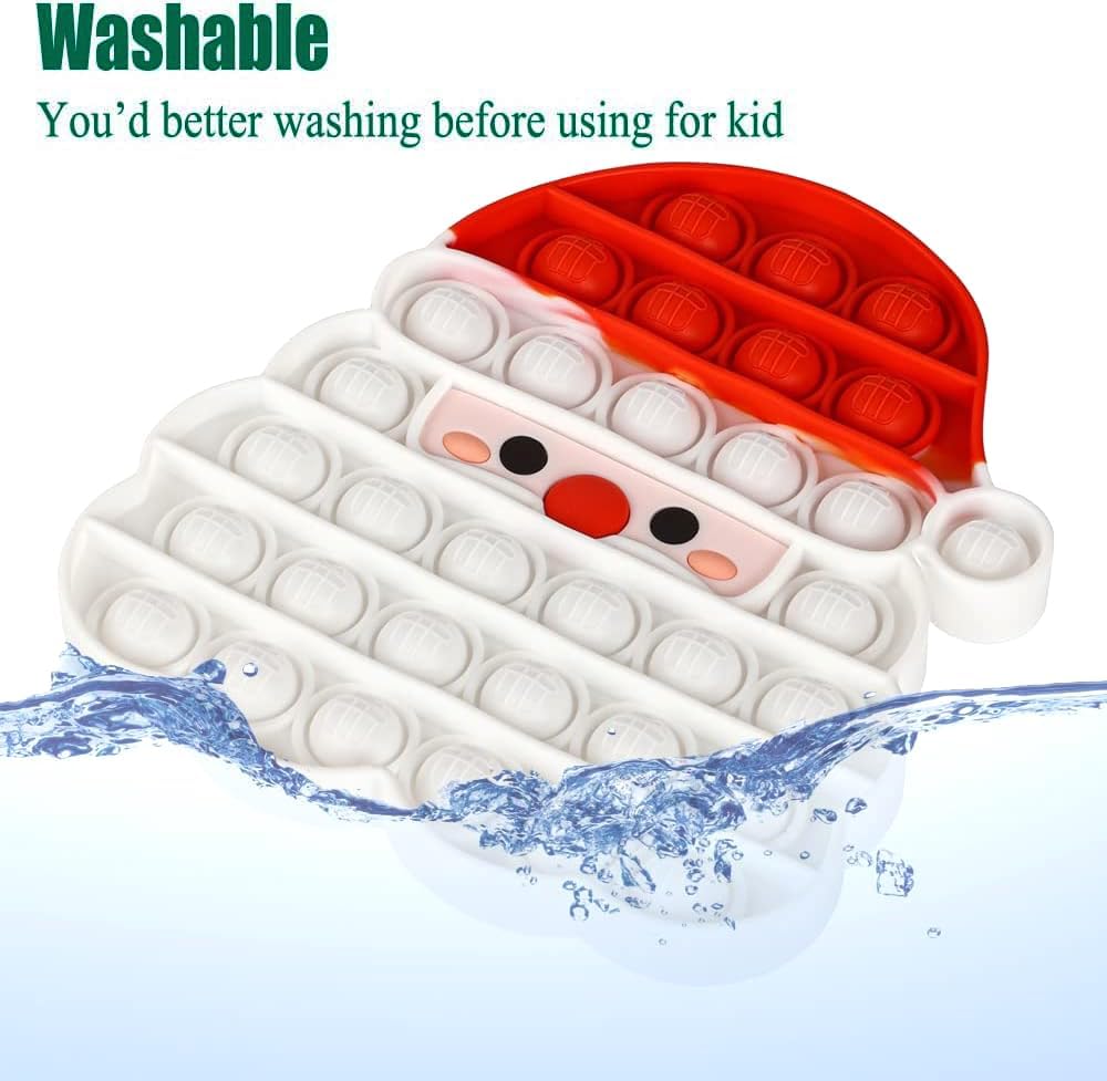 Christmas Silicone Pops Bubble Sensory Fidget Toy Red White Santa Claus Game Cup Mat