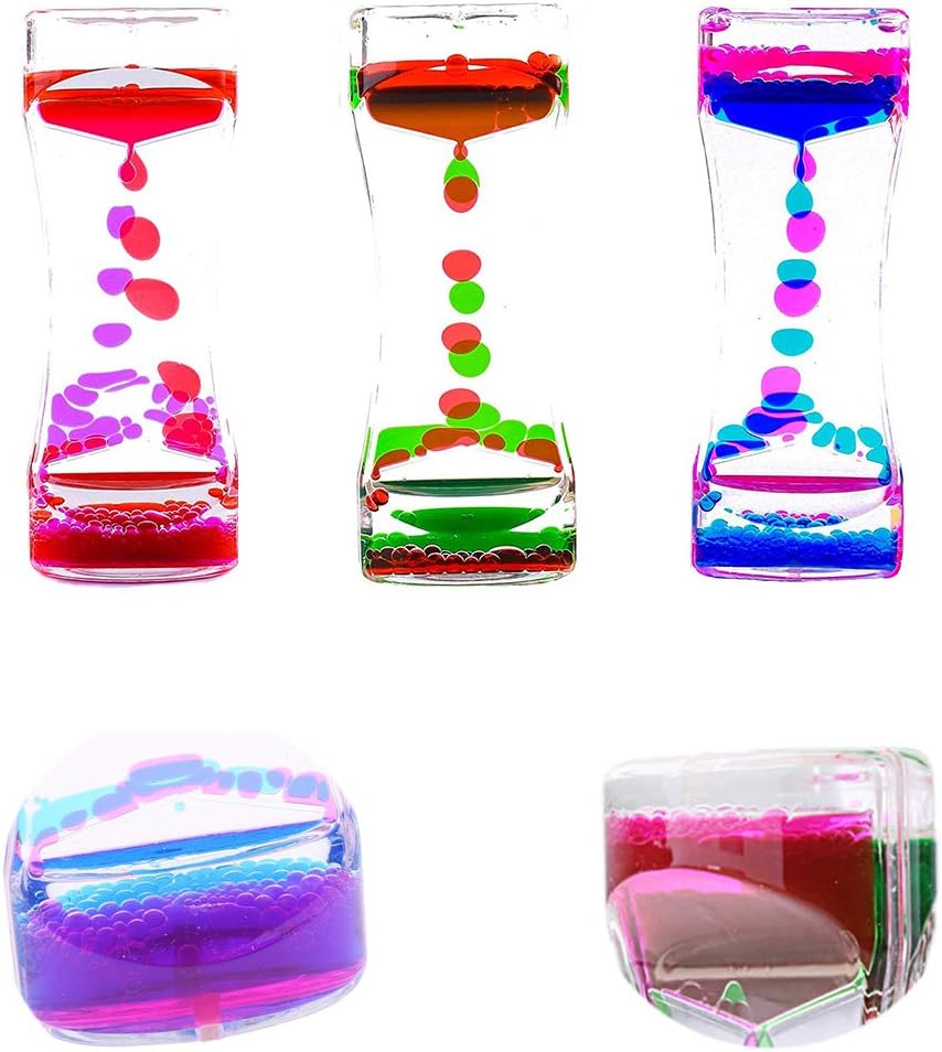 YUE Action Liquid Timer 2 Pack/Liquid Motion Bubbler Timer for Calming Sensory Toys, Autism Toys,Fidget Toy, Children Activity, Desk Toys,Novelty Gifts, Holiday Stocking Stuffers (Green+Red Set)