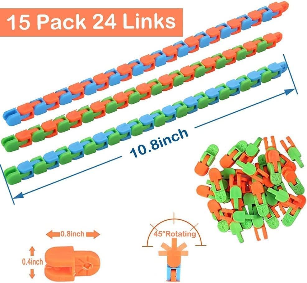20pcs Random 24 Links Wacky Tracks Snap and Click Fidget Toys, Finger Sensory Toys, Snake Puzzles for Stress Relief, Party Bag Fillers, Party Favours, Random Color，Party Supplies，Carnival Gift