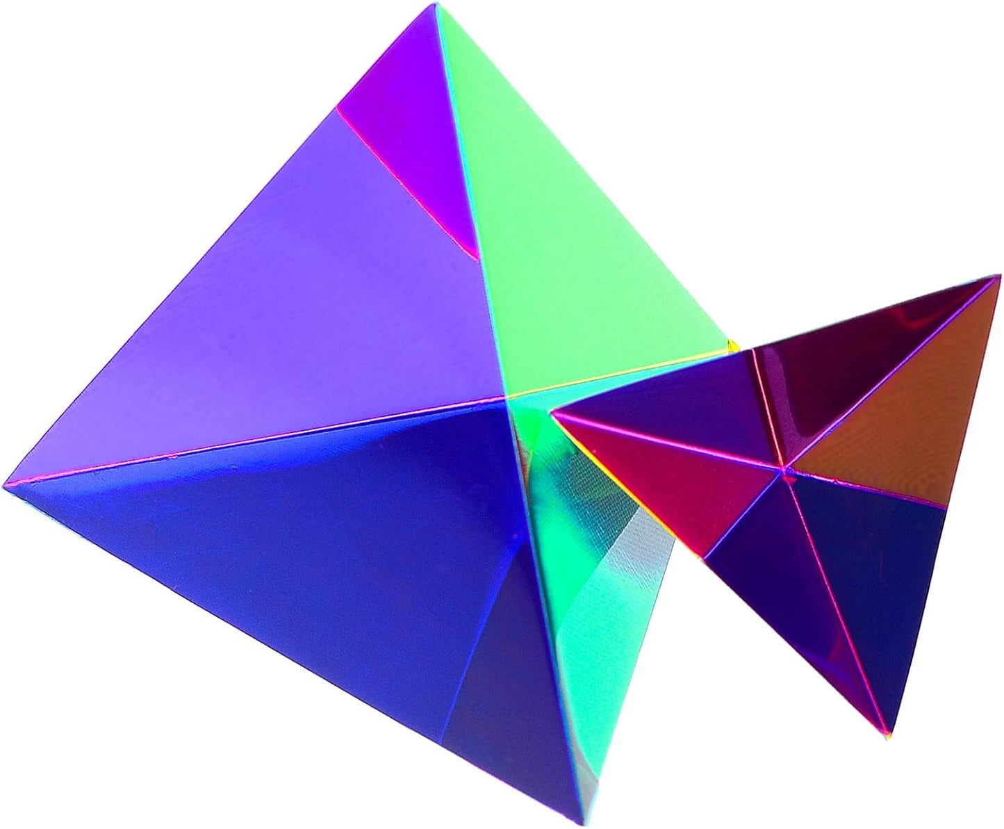 CMY Cubes The Ignis (50mm) - Cyan, Magenta & Yellow Polyhedron - Subtractive Color Mixing Optical Tetrahedron - Teaches Subtractive Color Mixing - Educational, Physics & Kinetic Art Desk Object