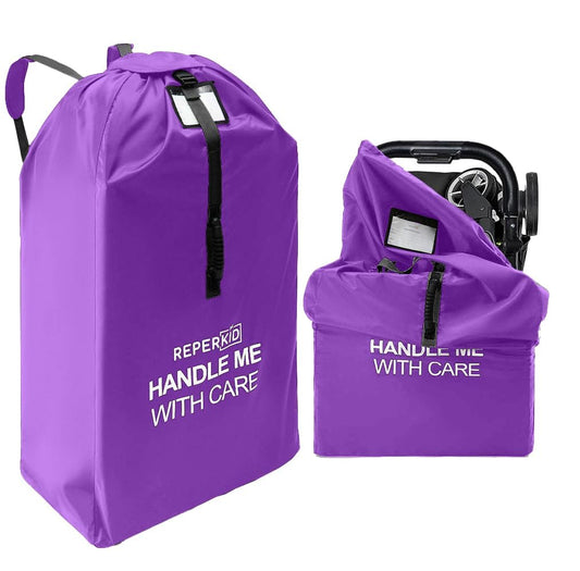 reperkid Large Stroller Bag for Airplane Travel, Purple, 47" H x 24" W x 15" D, Fits Most Large, Single, Double, Jogging Strollers – Premium Waterproof Cover, Adjustable Shoulder Straps