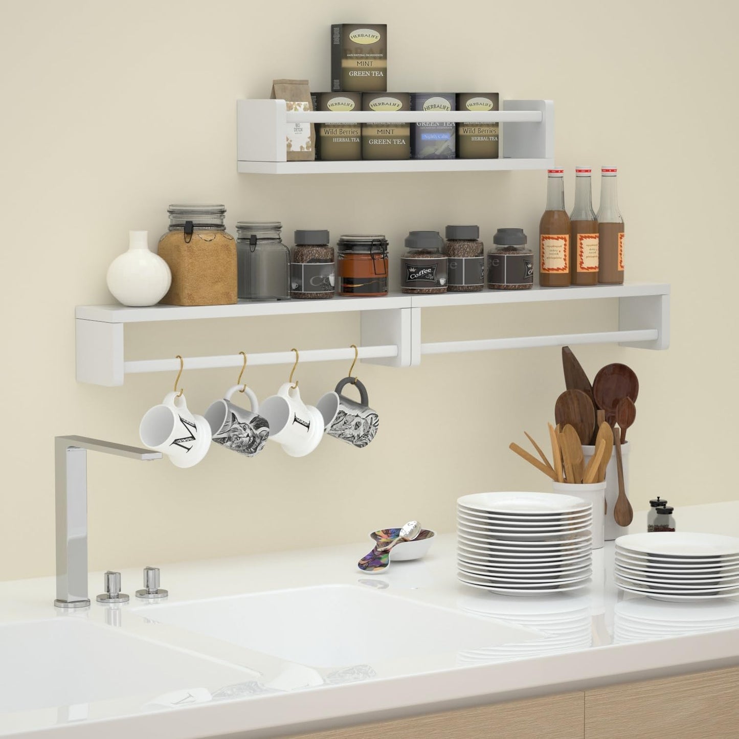 Nursery Floating Shelves for Kids Room, Wall Book Shelves for Kitchen Living Room, Book Shelf Wall Mounted for Baby Kids Bedoom Bathroom (White, 24inch Set 3)