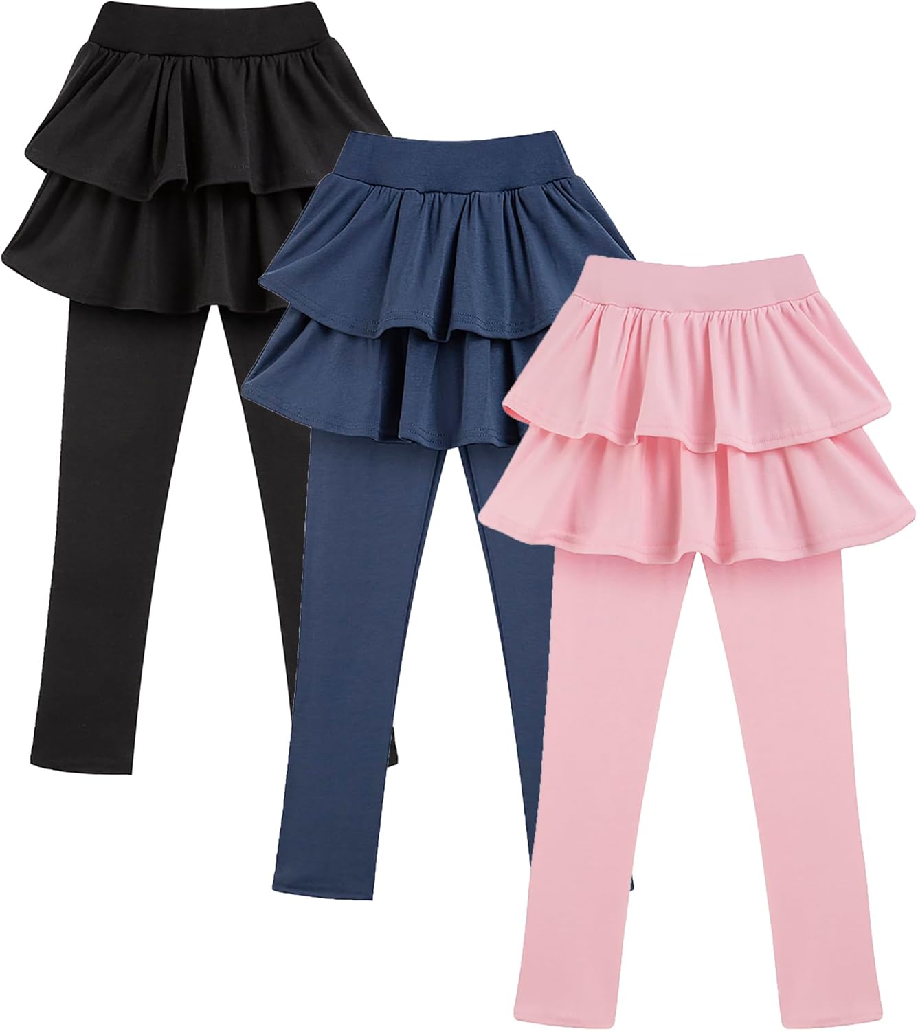 Girls School Uniform Pants Leggings with Skirts Stretch Warm Jegging 4-12 Years