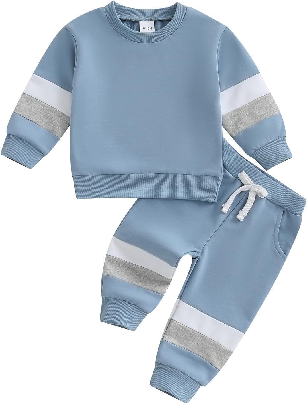 Kupretty Toddler Baby Boy Fall Winter Clothes Color Block Long Sleeve Sweatshirt Pullover Tops + Joggers Pants Outfit Set