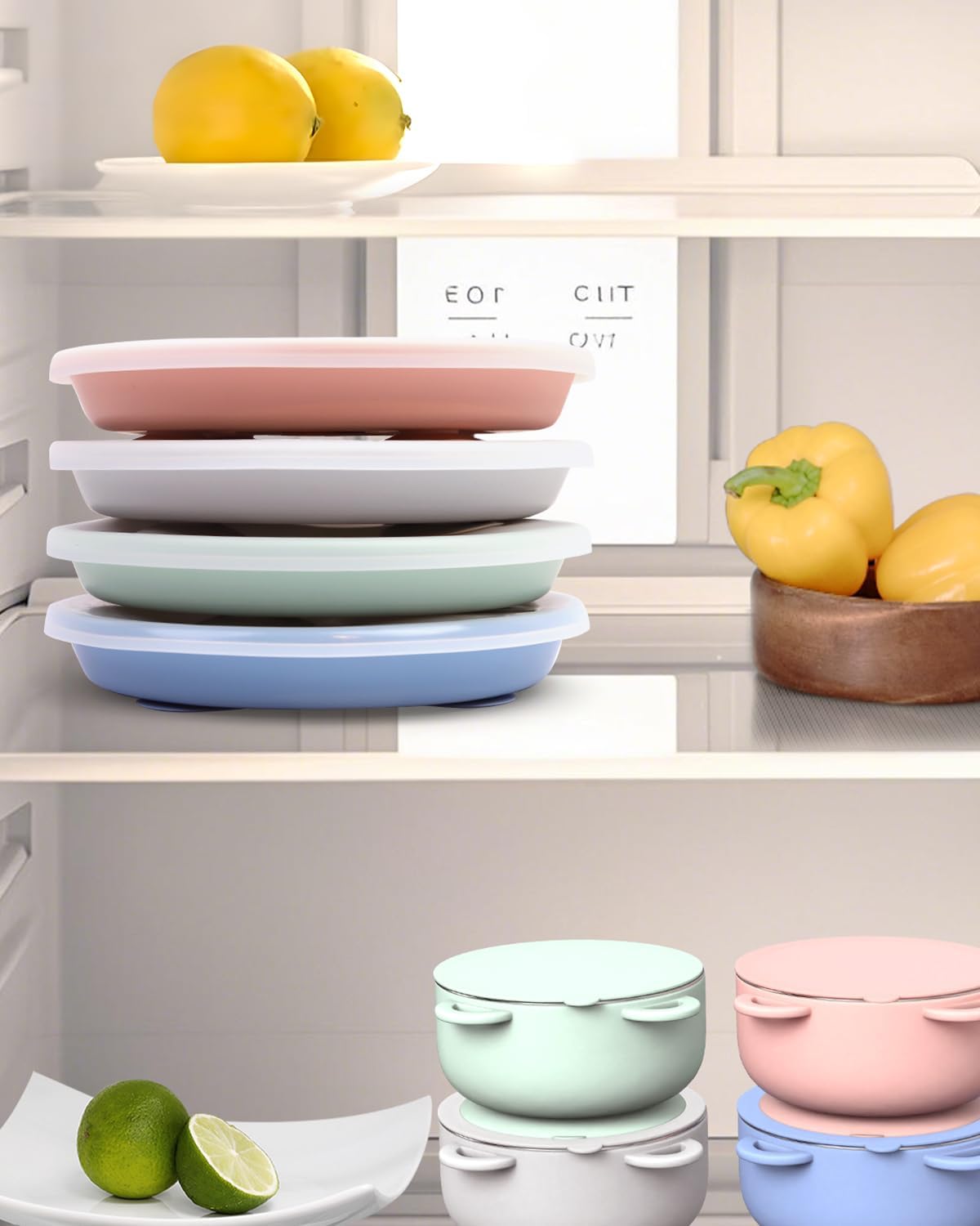 Stainless Steel Toddler Suction Plate with Lid, Deeper 9" Divided Plates with Removable Silicone Sleeves for Kids, Non Toxic & BPA Free | Unbreakable Baby Snack Dishes Set of 2,Pink & Beige