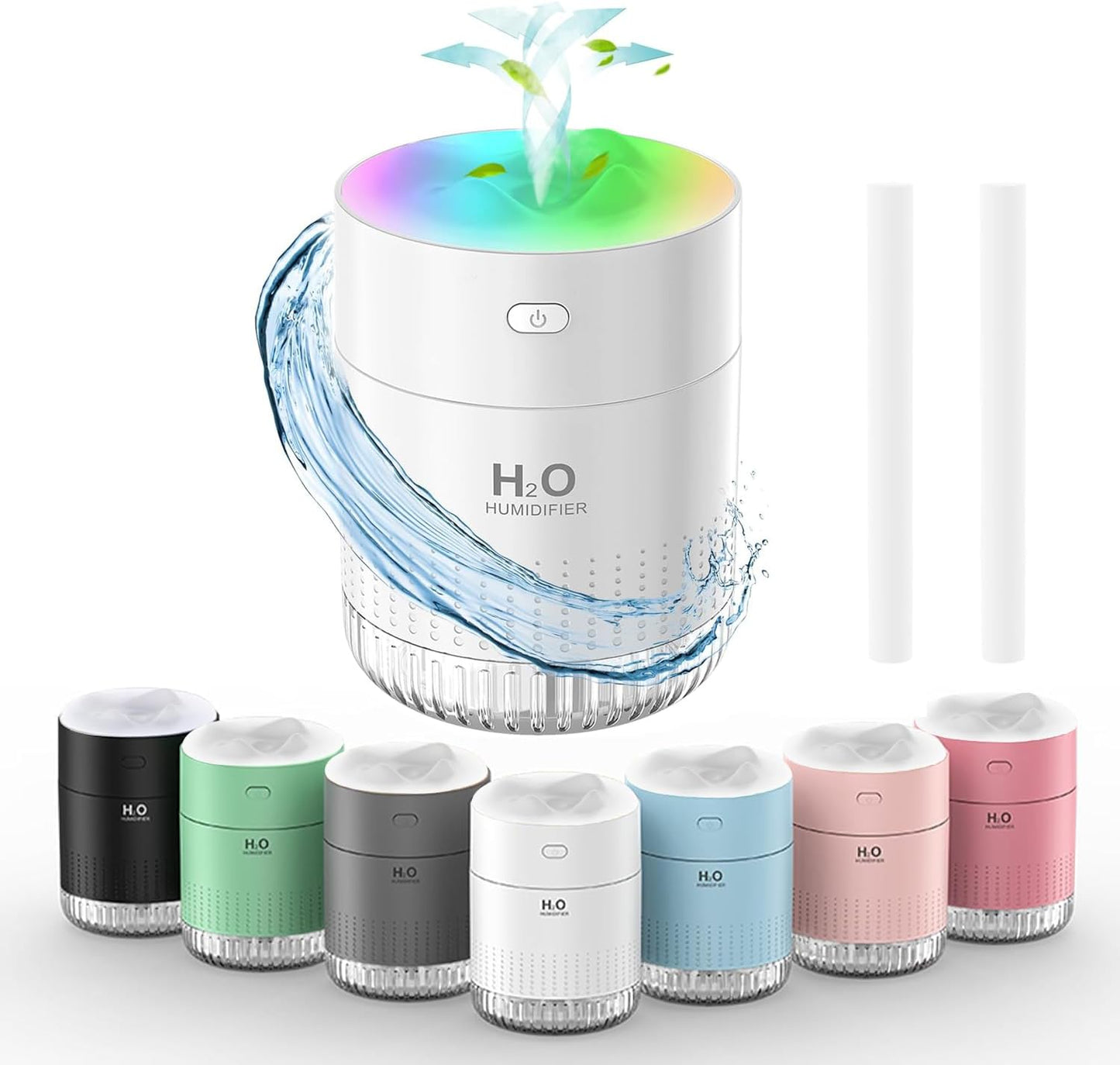 Portable Small Humidifiers for Bedroom Baby, Rechargeable Mini Cool Mist Plant Humidifier for Plants, Quiet Desktop Humidifier with 2 Working Modes & Colorful Night Light for Travel, Office, Bedroom