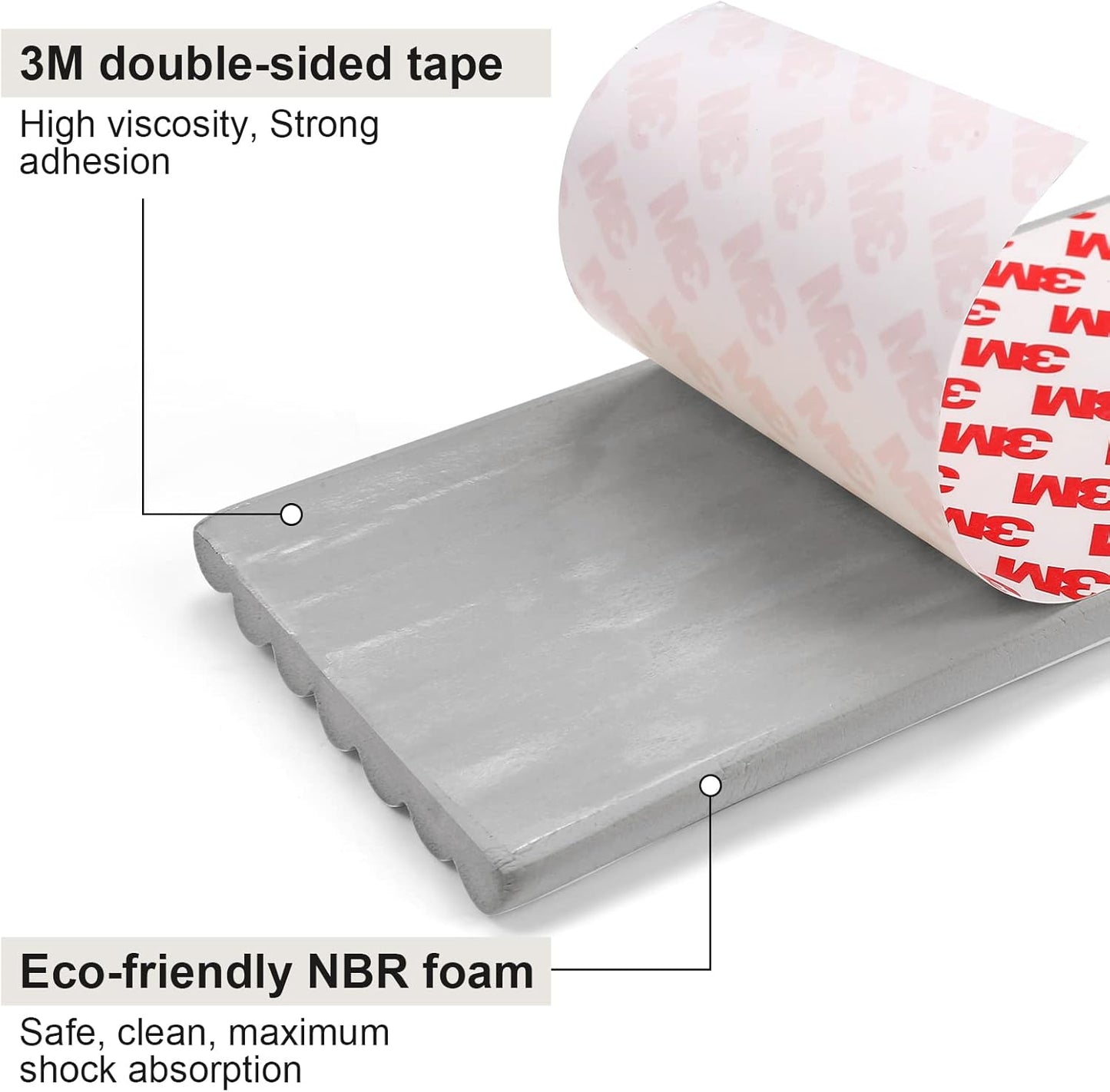 Upgrade Baby Proofing Edge Guards 6.6 ft Protector with 3M Adhesive Double Sided Tape,Extra-Wide Soft NBR Rubber Foam Padding,Furniture Safety Corner Edge Bumper Guard-Grey