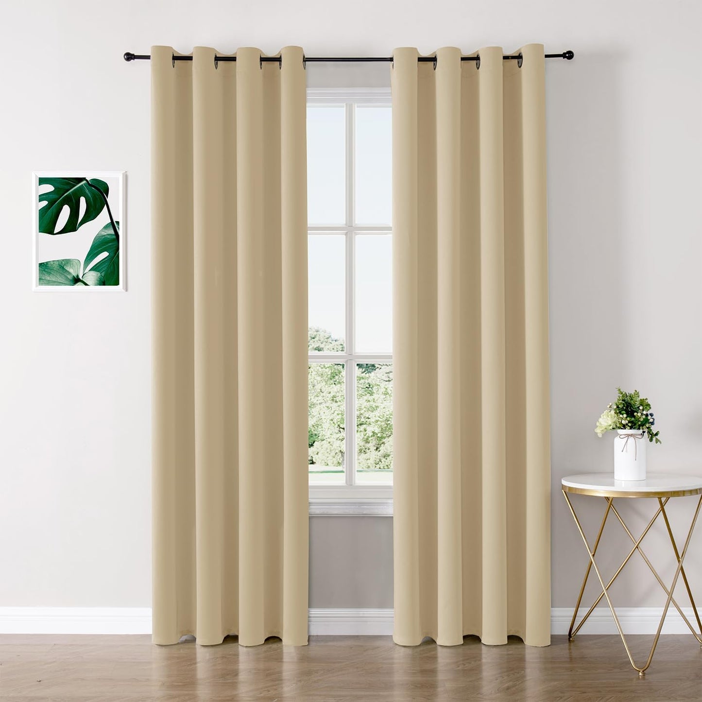 ChrisDowa Blackout Curtains 90 inches Long for Bedroom - 2 Panels Set Grommet Thermal Insulated Room Darkening Curtains for Living Room (Biscotti Beige, 52 x 90 Inch)