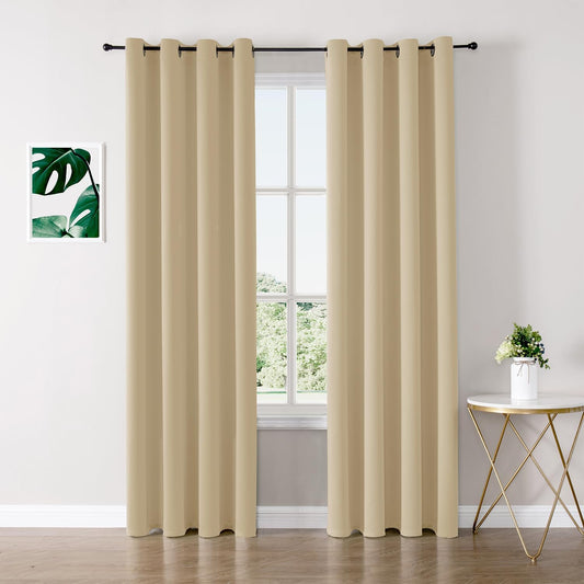 ChrisDowa Blackout Curtains 72 inches Long for Bedroom - 2 Panels Set Grommet Thermal Insulated Room Darkening Curtains for Living Room (Biscotti Beige, 52 x 72 Inch)